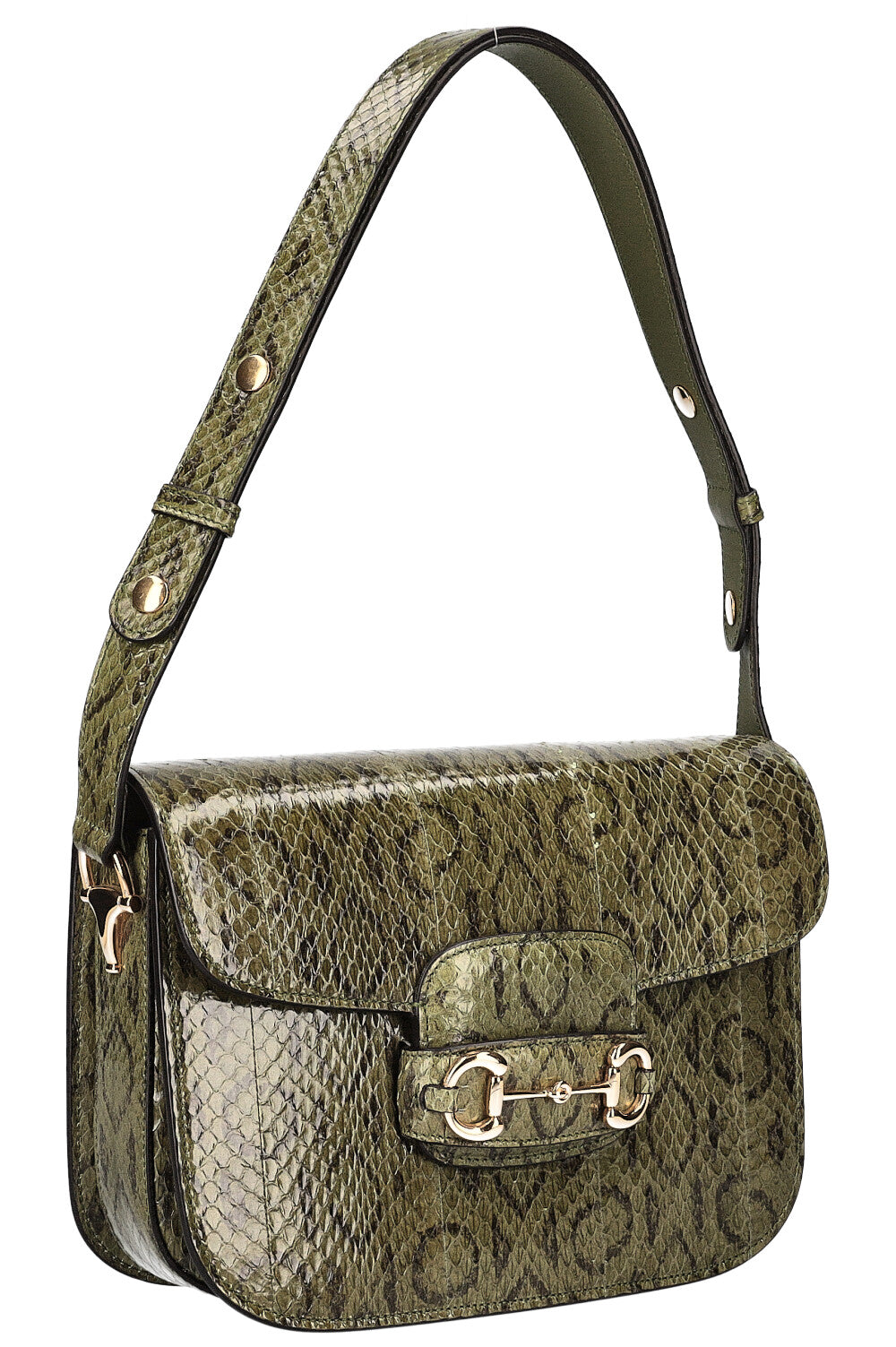 Luxury Gucci Trending 2025 Horsebit 1955 Bag Python Green