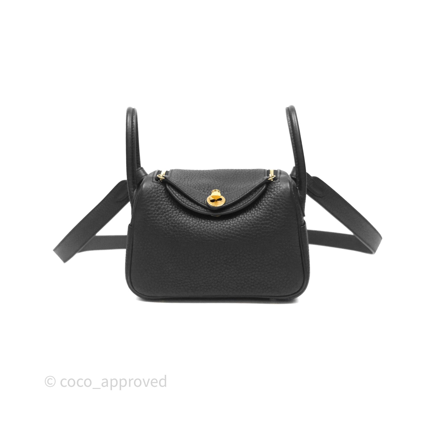 Hermès Mini Lindy 20 Noir 89 Clemence Gold Hardware