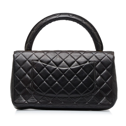 Luxury Chanel Kelly Parent Top Handle Medium Black Lambskin Gold