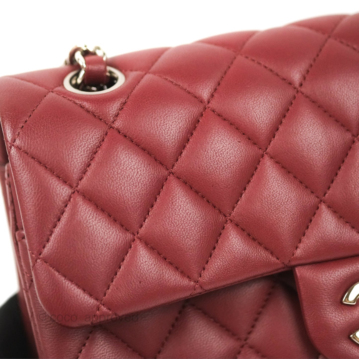 Chanel Small S/M Classic Flap Dark Red Lambskin Silver Hardware