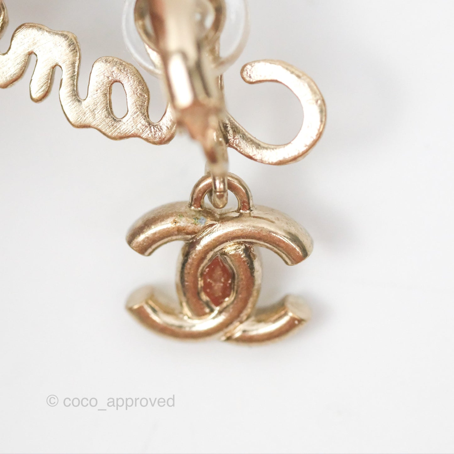 Chanel Logo CC Turnlock Ear Clips Gold Tone 21P