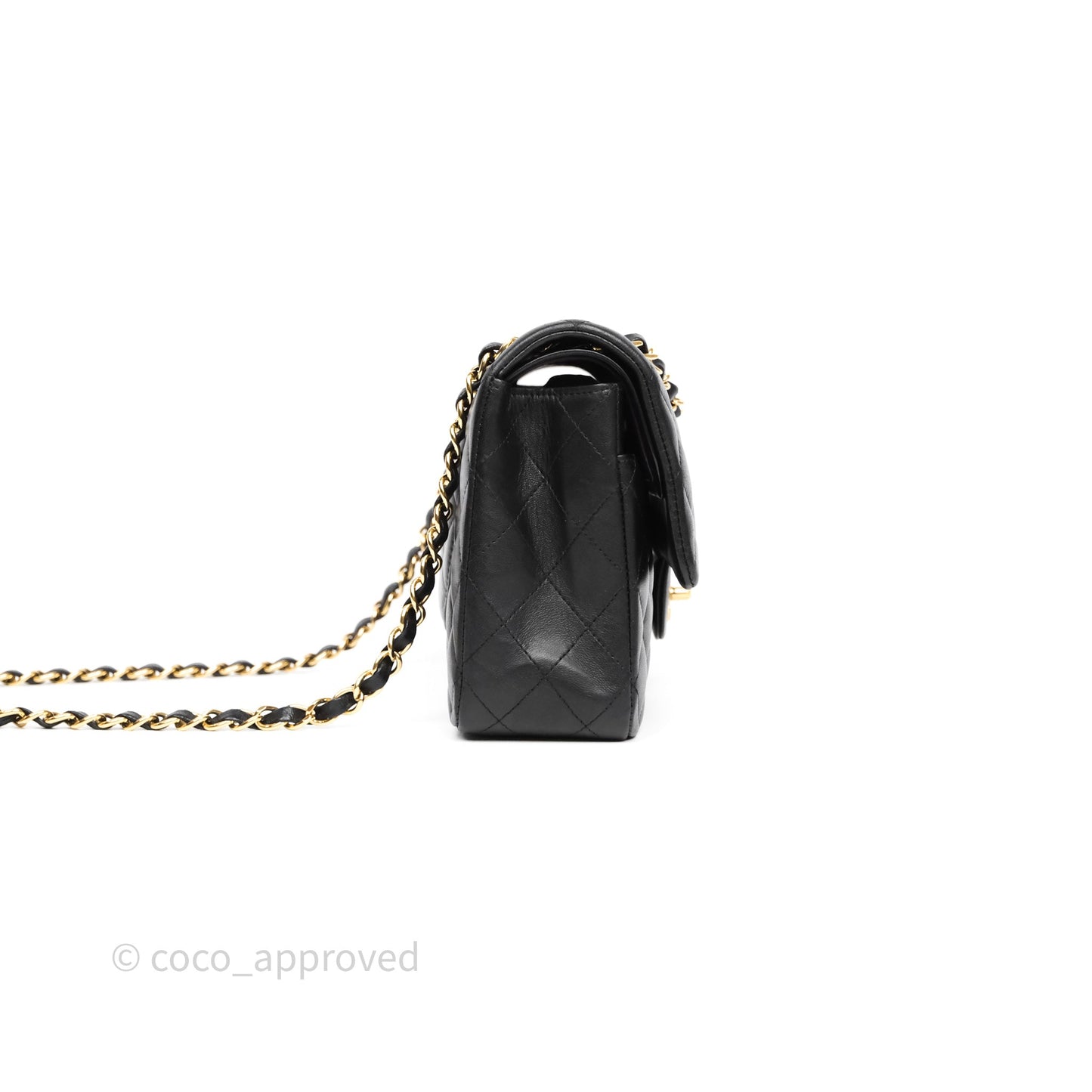 Chanel Classic M/L Medium Flap Quilted Black Lambskin Gold Hardware