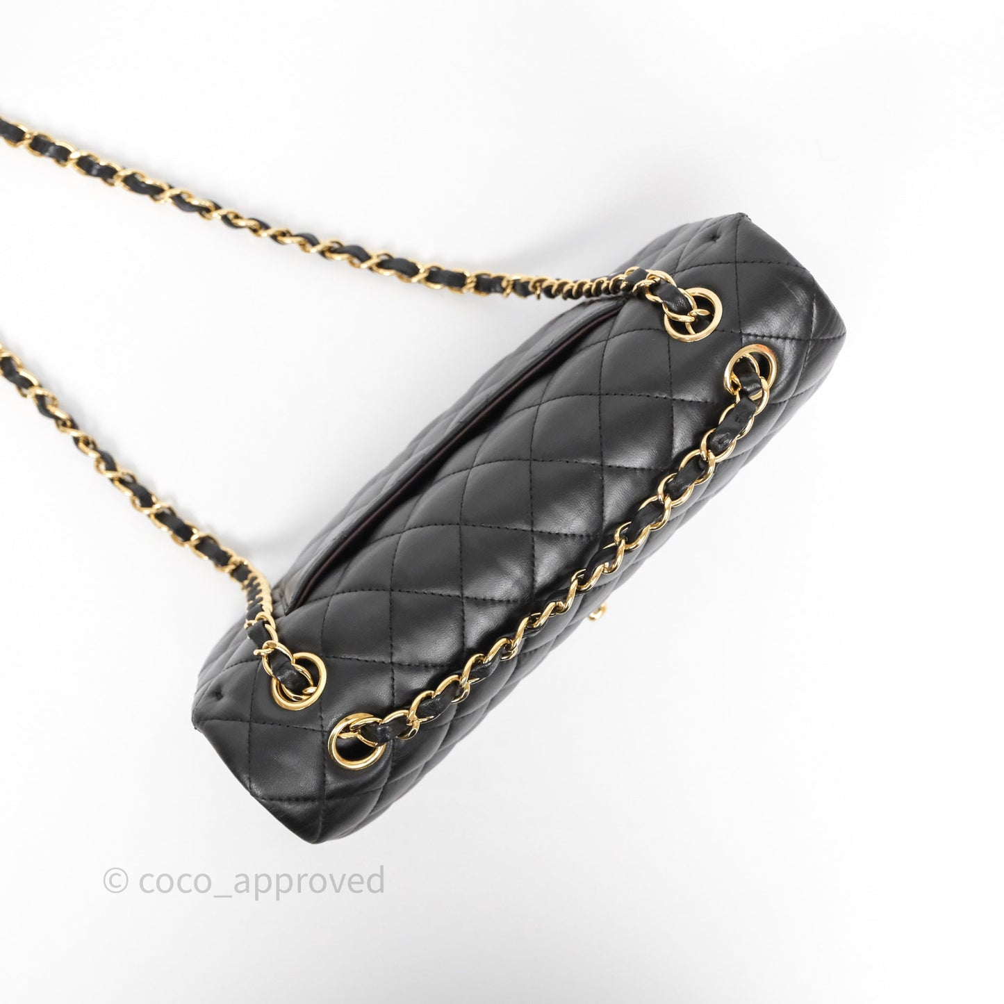 Chanel Classic M/L Medium Flap Quilted Black Lambskin Gold Hardware