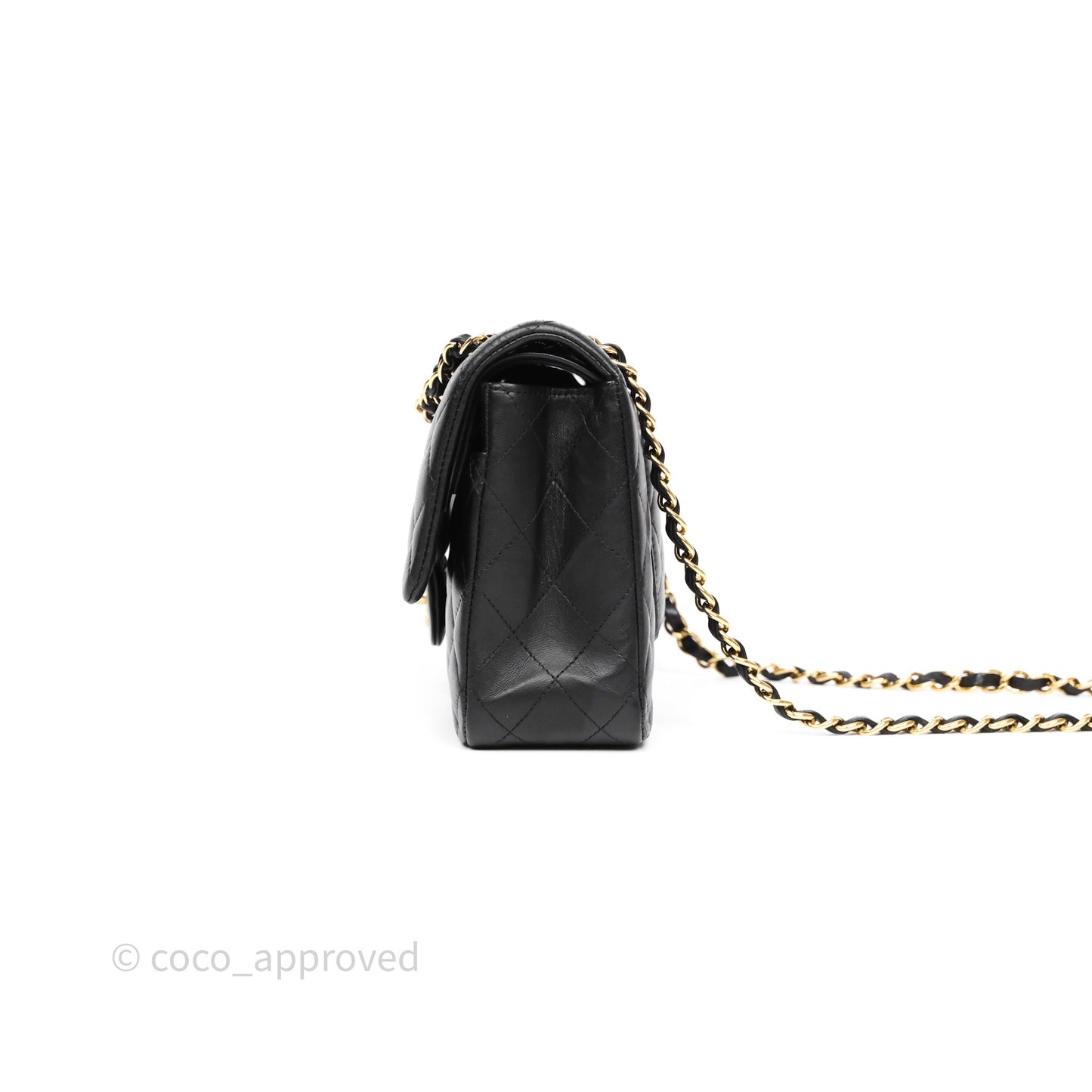 Chanel Classic M/L Medium Flap Quilted Black Lambskin Gold Hardware