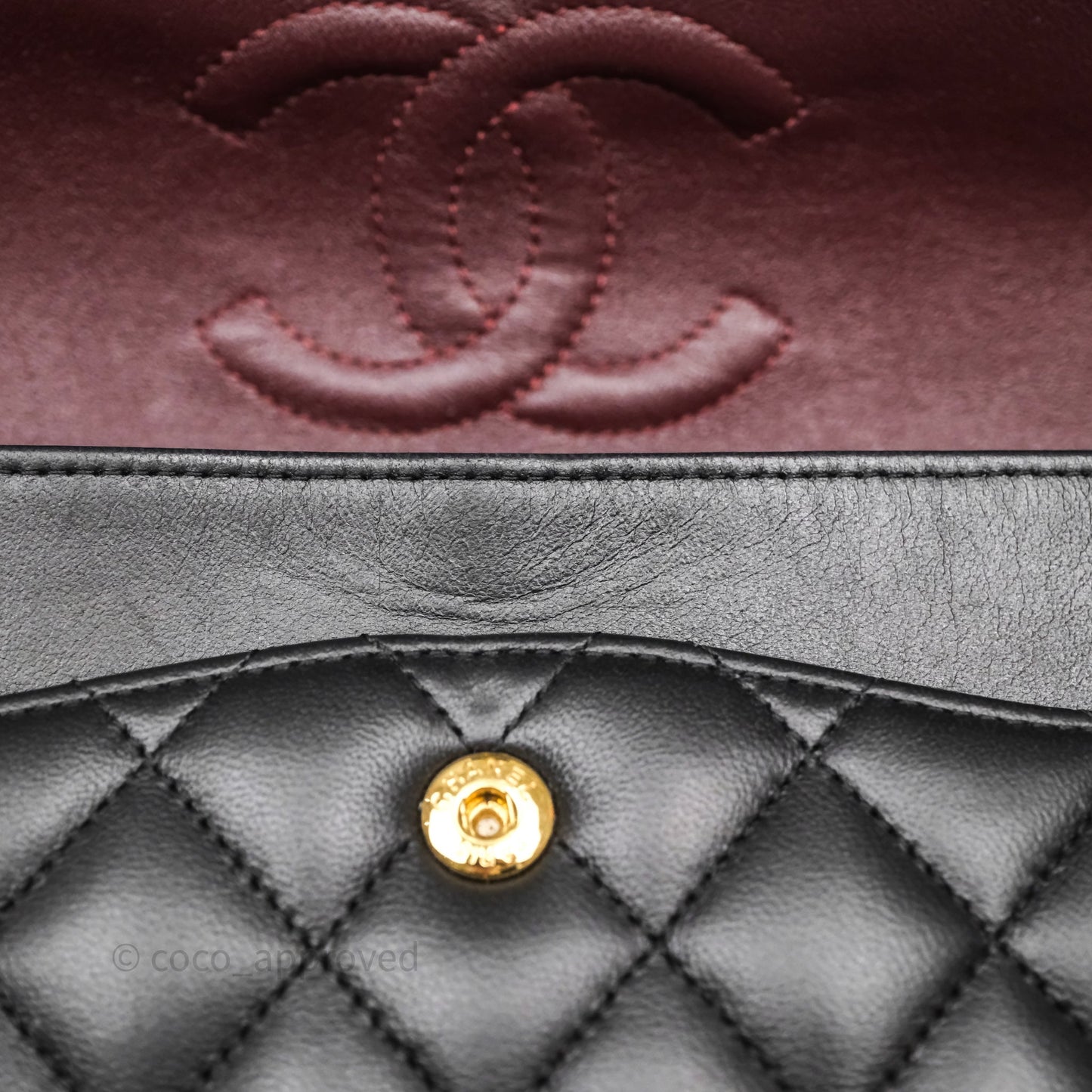 Chanel Classic M/L Medium Flap Quilted Black Lambskin Gold Hardware