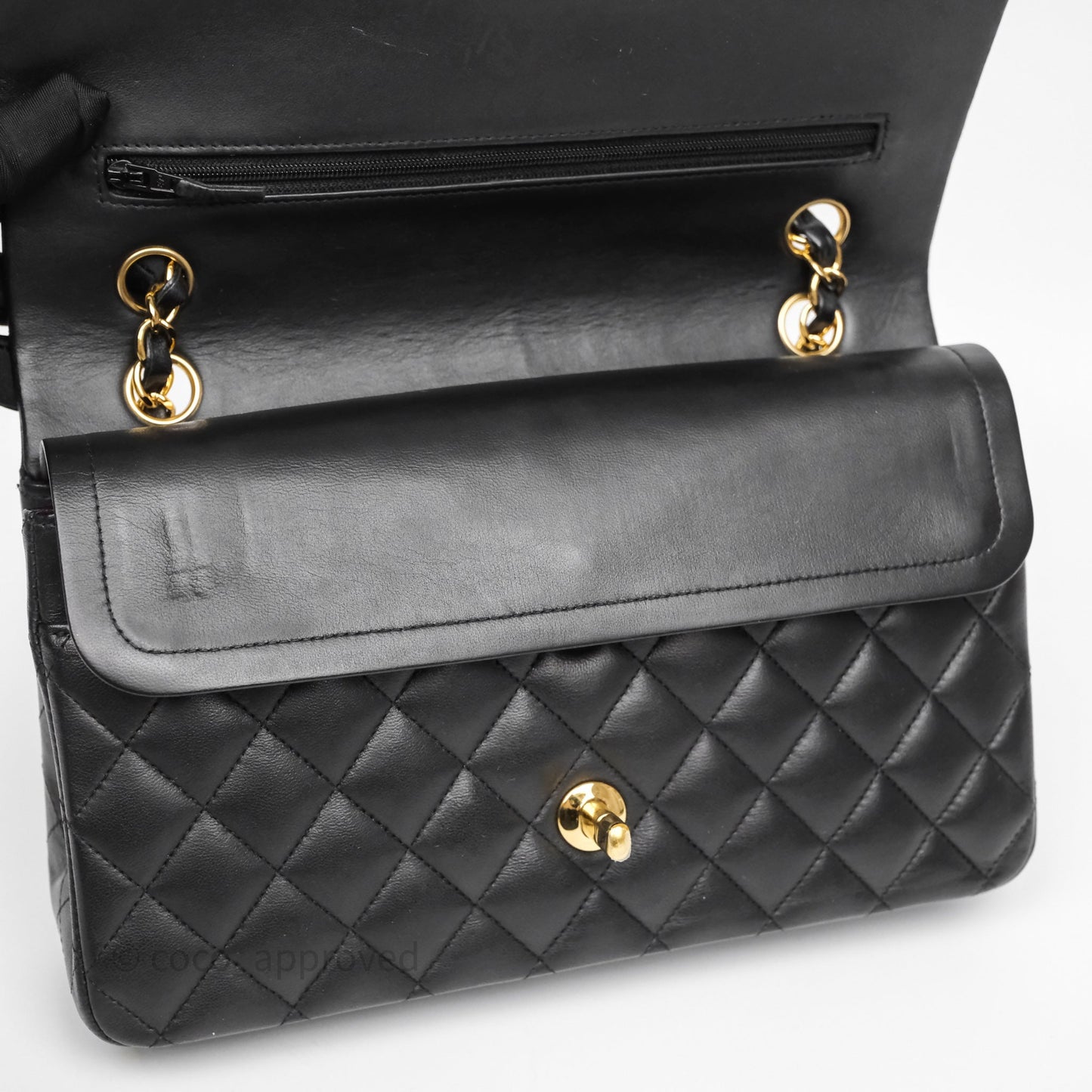 Chanel Classic M/L Medium Flap Quilted Black Lambskin Gold Hardware