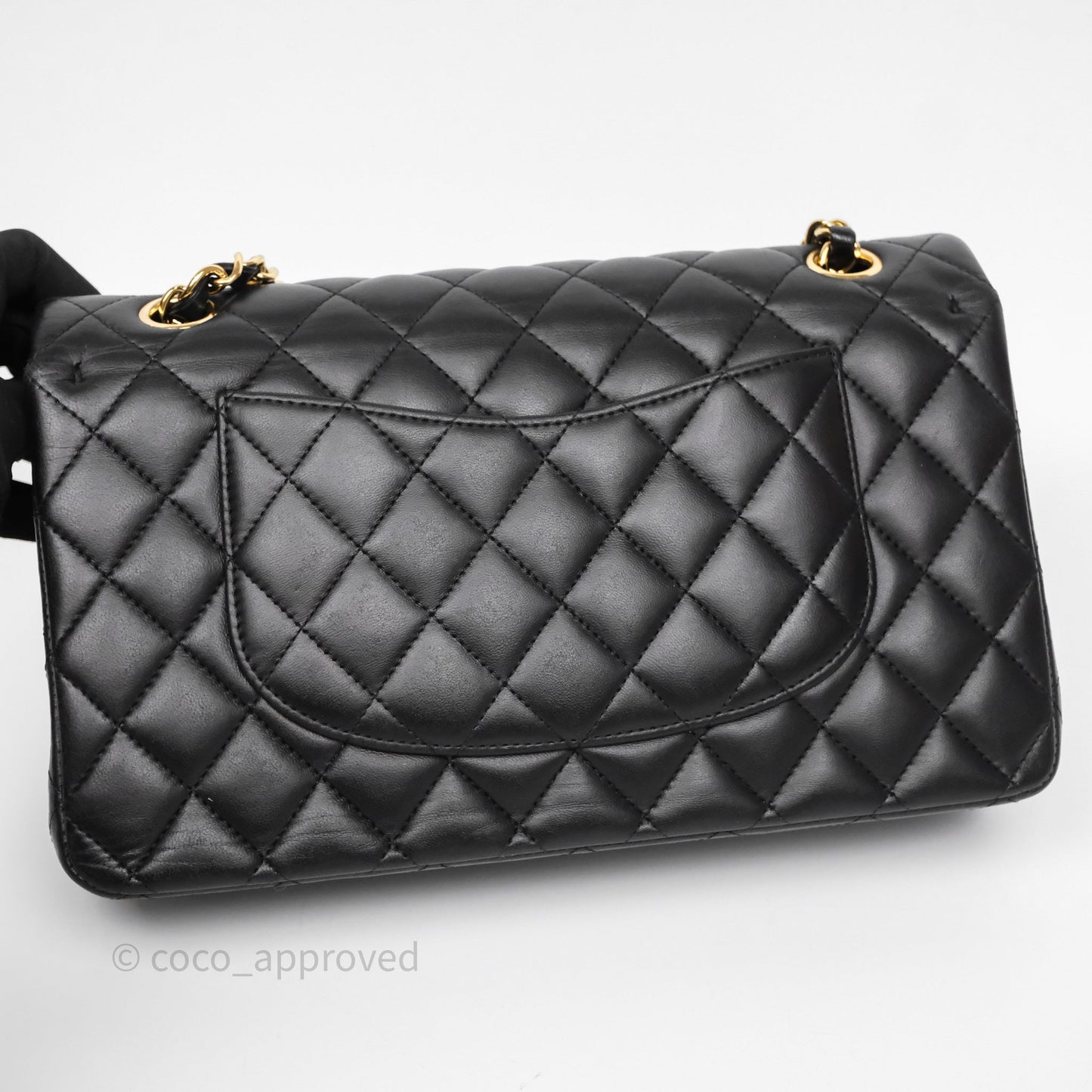 Chanel Classic M/L Medium Flap Quilted Black Lambskin Gold Hardware