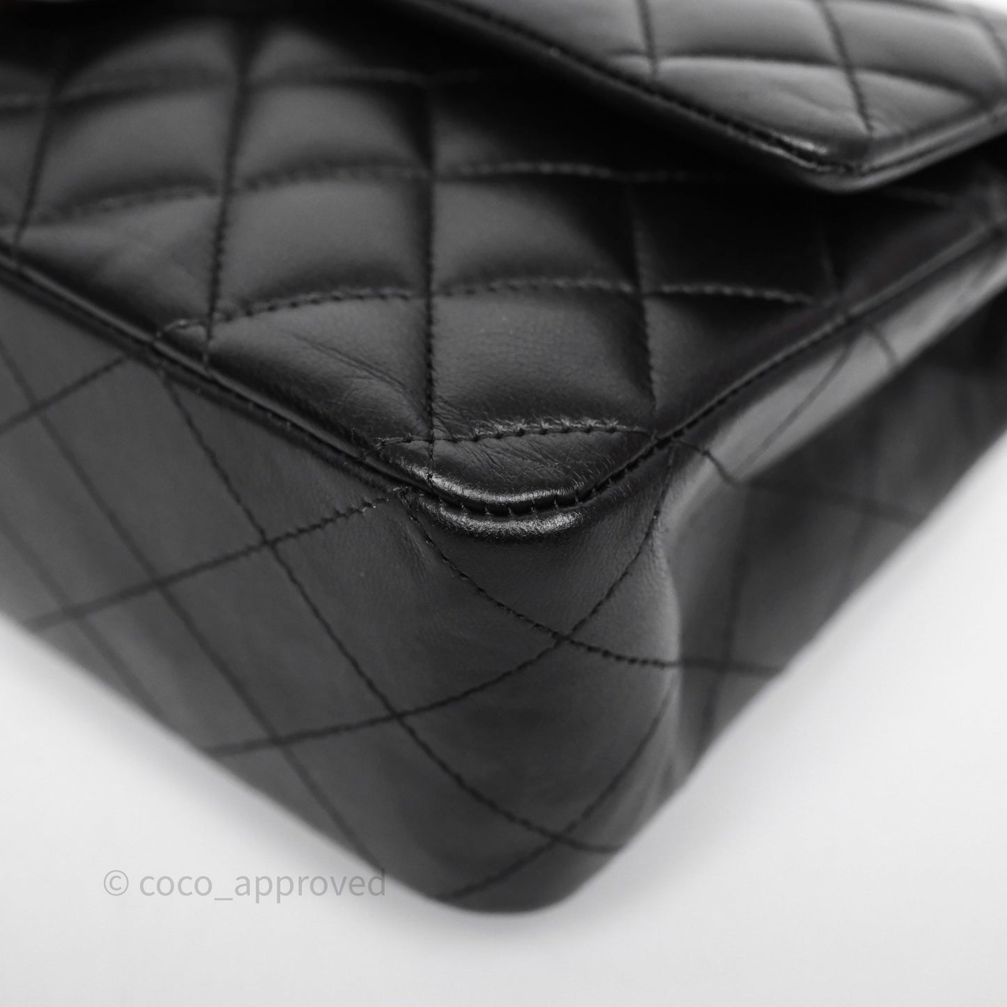 Chanel Classic M/L Medium Flap Quilted Black Lambskin Gold Hardware