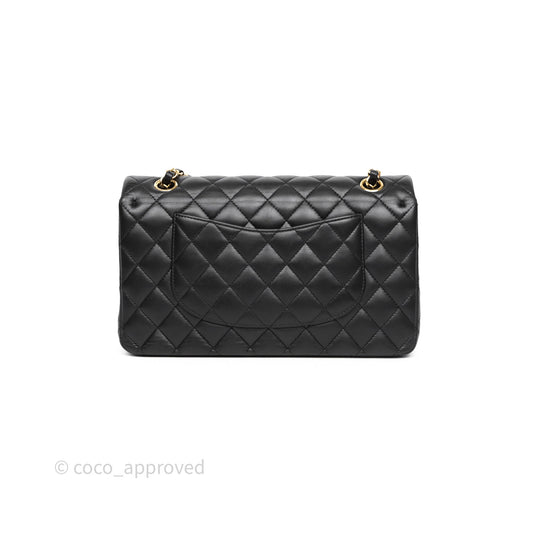 Chanel Classic M/L Medium Flap Quilted Black Lambskin Gold Hardware