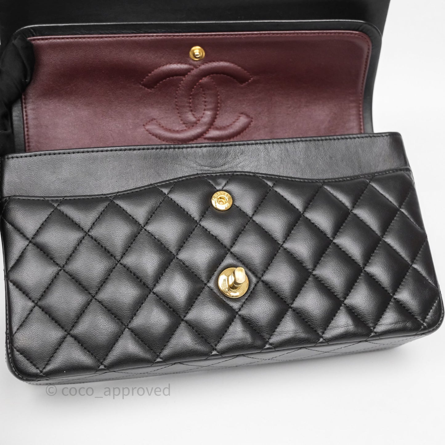 Chanel Classic M/L Medium Flap Quilted Black Lambskin Gold Hardware