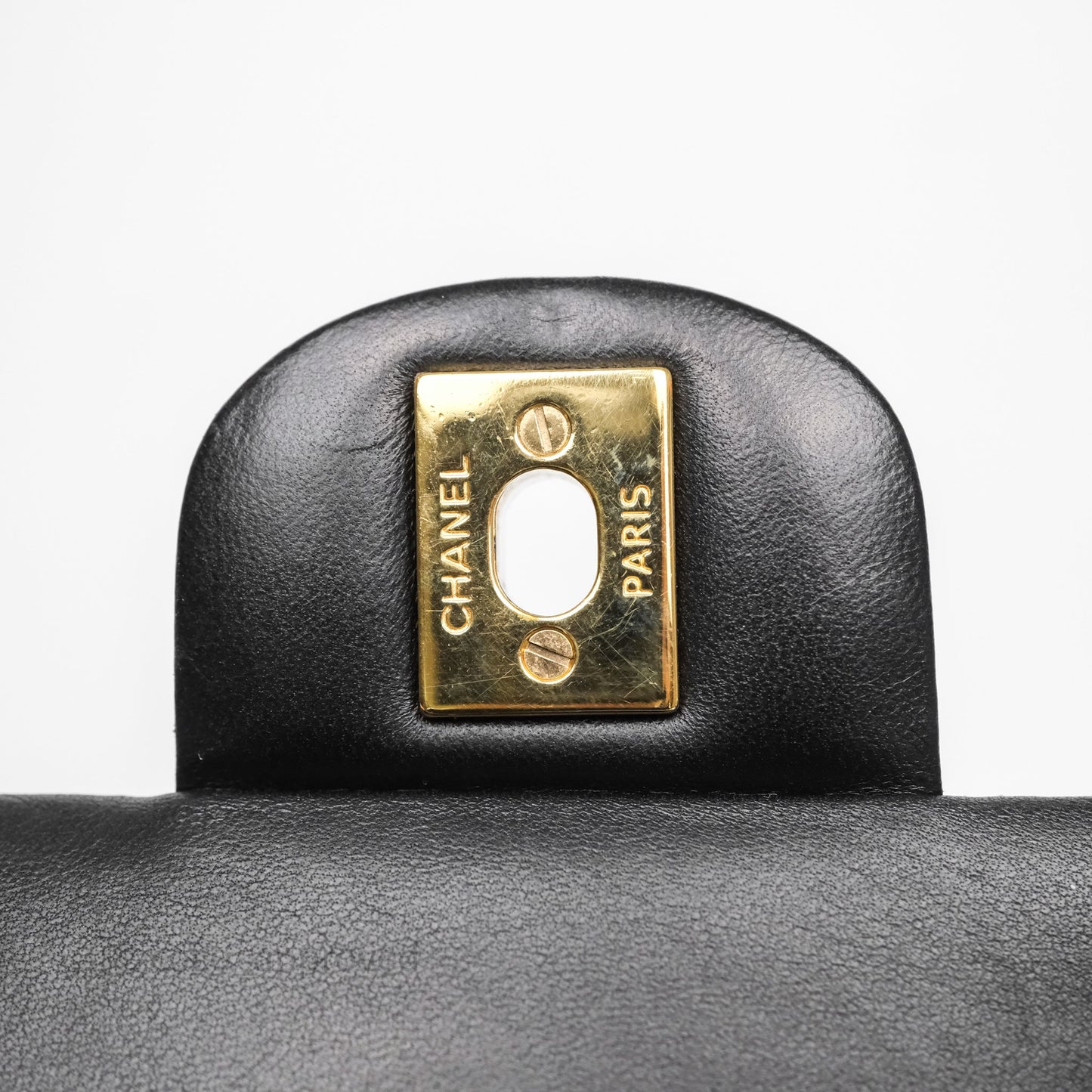 Chanel Classic M/L Medium Flap Quilted Black Lambskin Gold Hardware