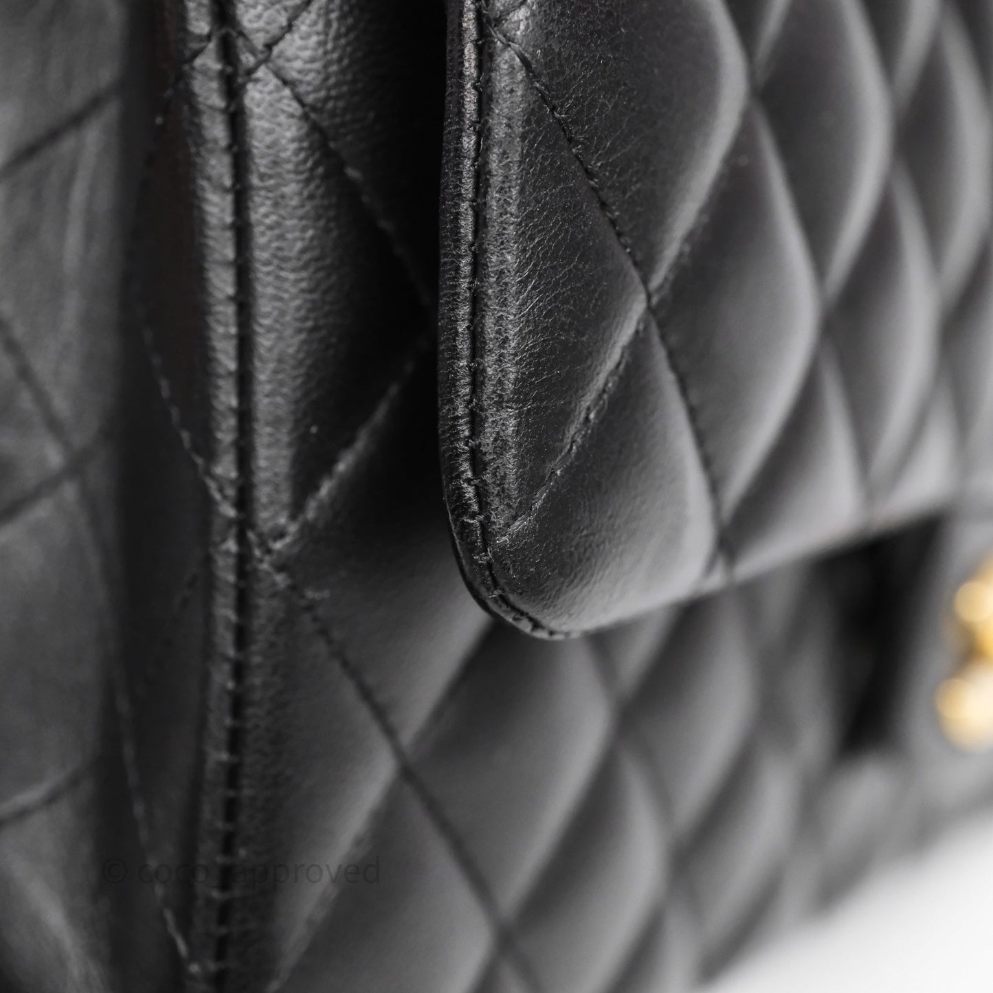 Chanel Classic M/L Medium Flap Quilted Black Lambskin Gold Hardware