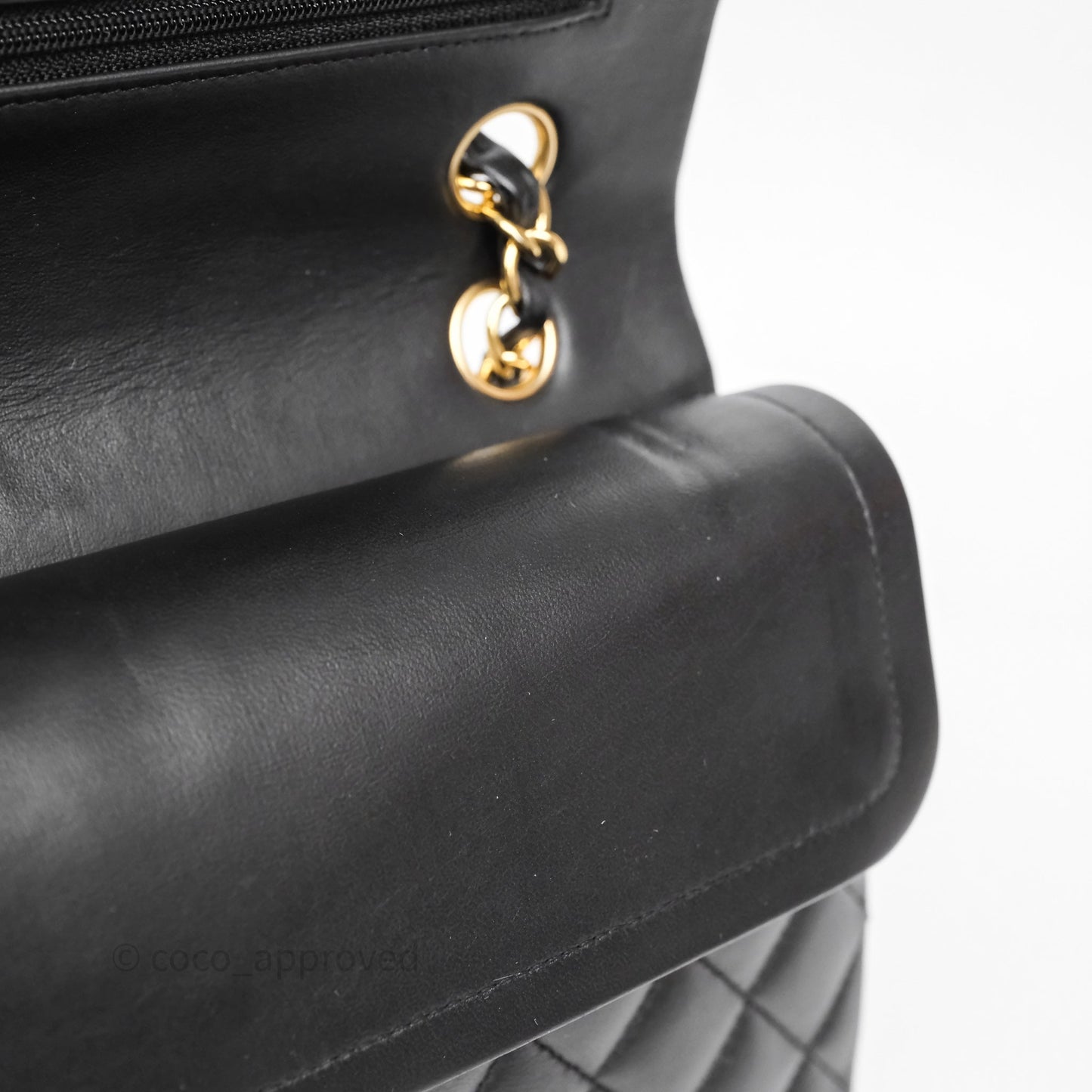 Chanel Classic M/L Medium Flap Quilted Black Lambskin Gold Hardware