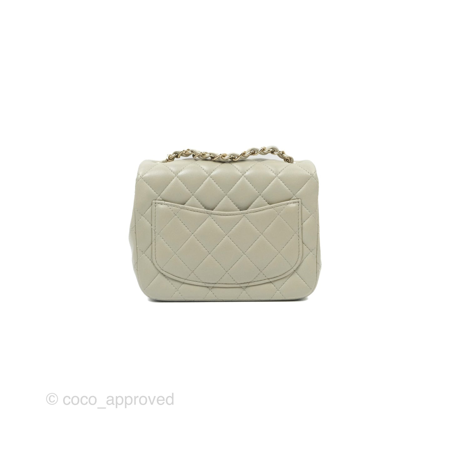 Chanel Mini Square Quilted Grey Lambskin Gold Hardware 22C