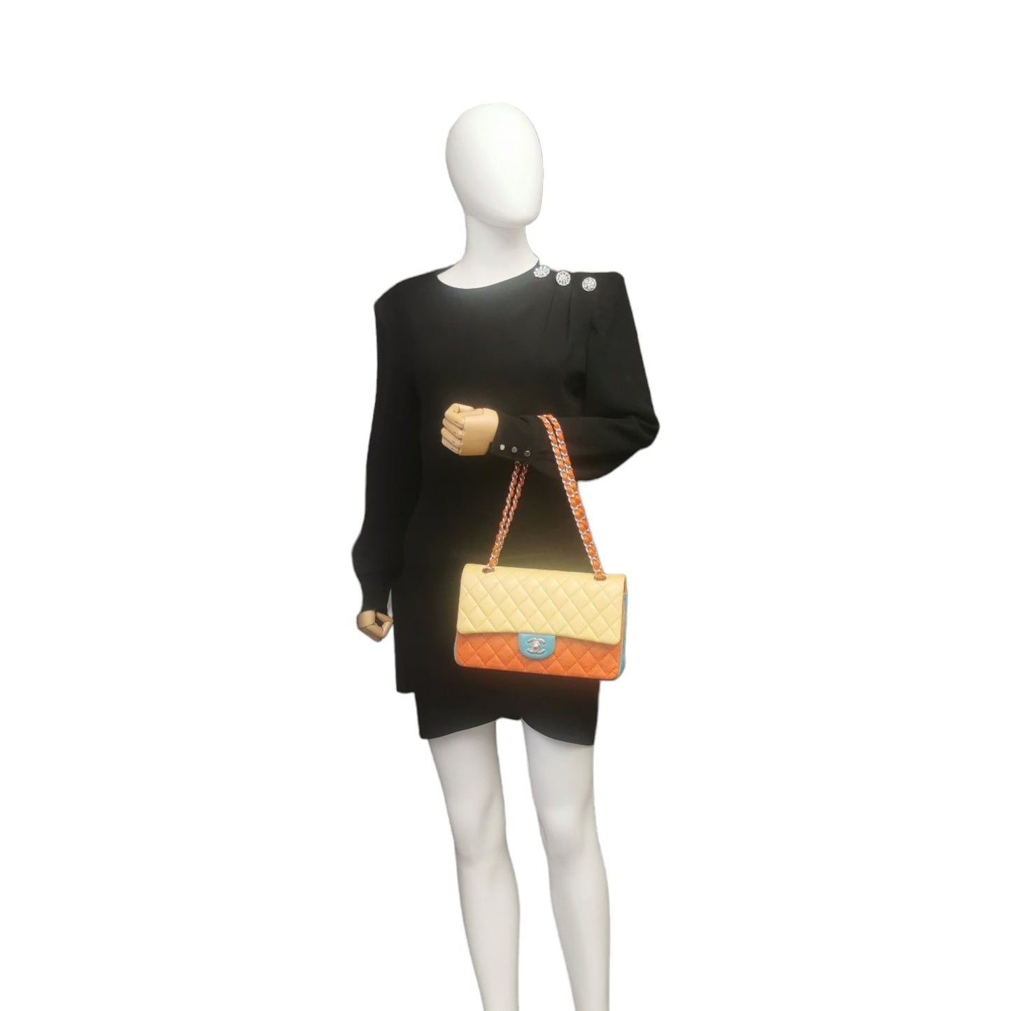 Luxury Chanel Classic Double Flap Medium Tricolor Lambskin Gold