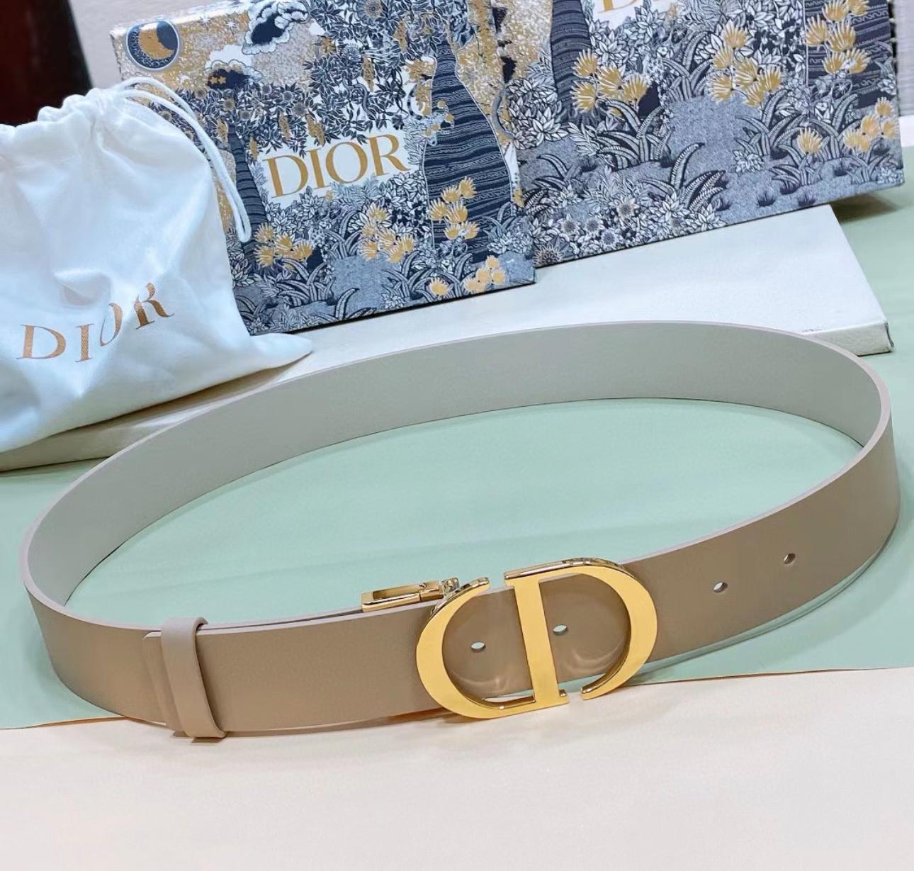 Luxury Chanel cd 30 montaigne reversible grey brown belt 3cm