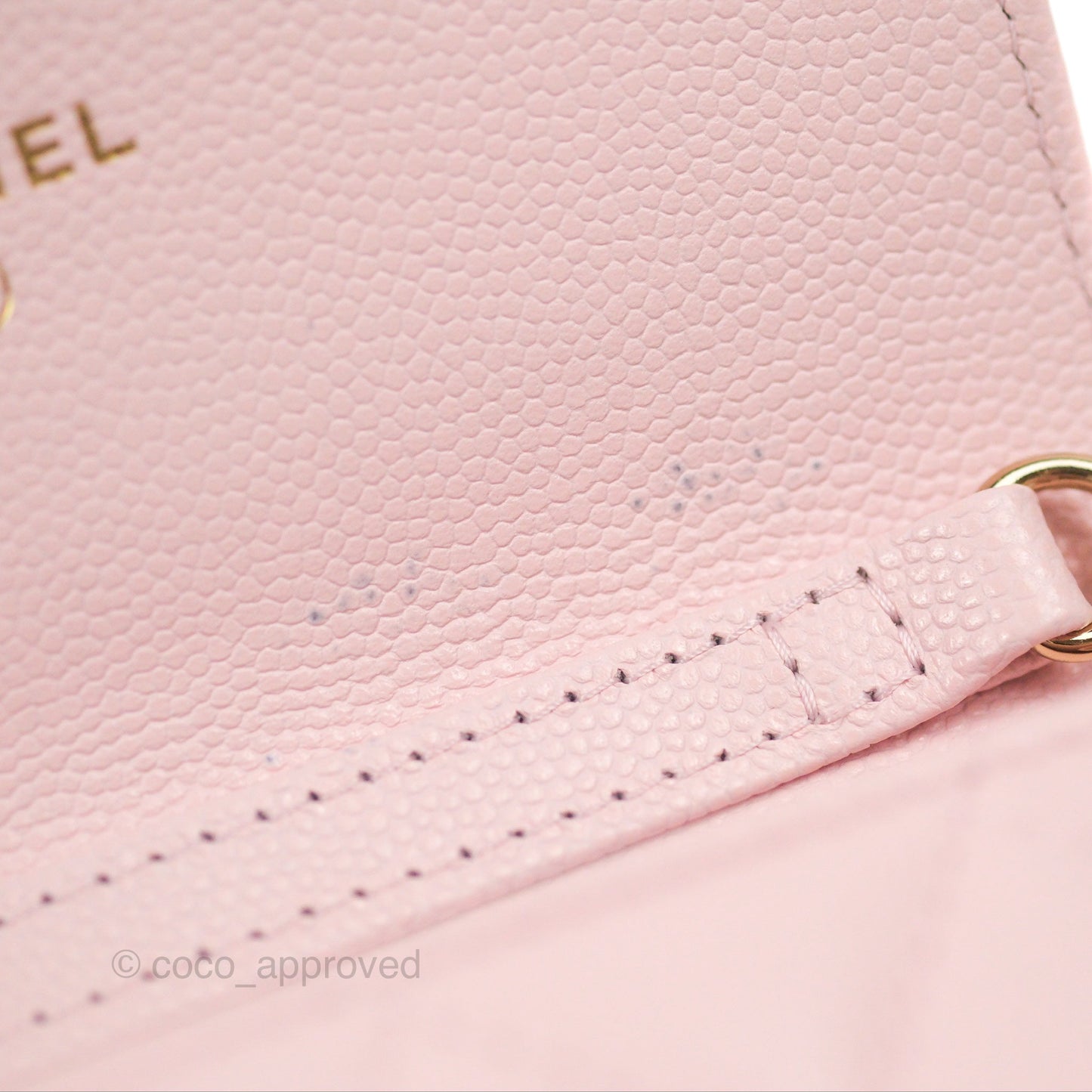 Chanel Mini Wallet With Chain Light Pink Caviar Gold Hardware