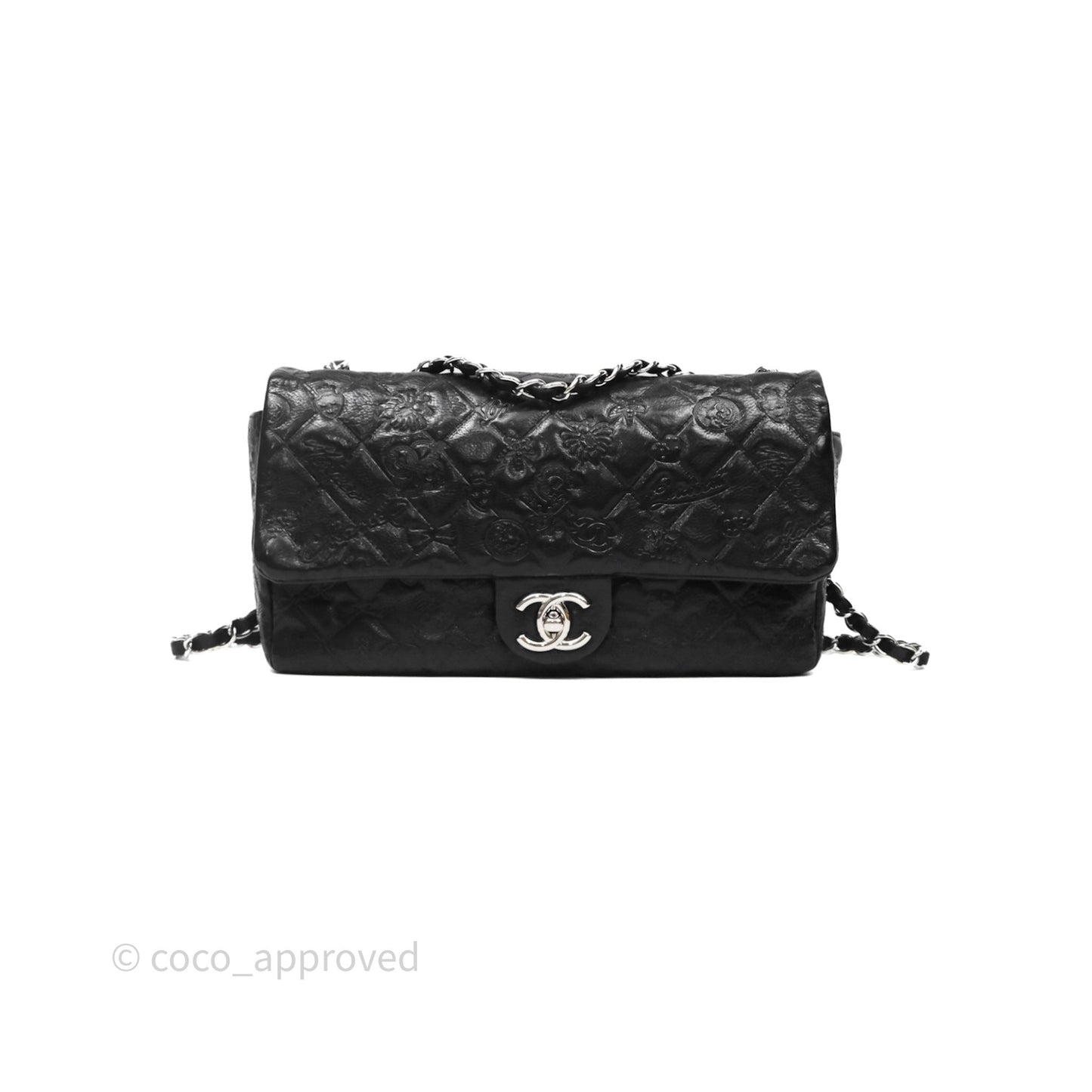 Chanel Small Embroidered Flap Bag Black Silver Hardware