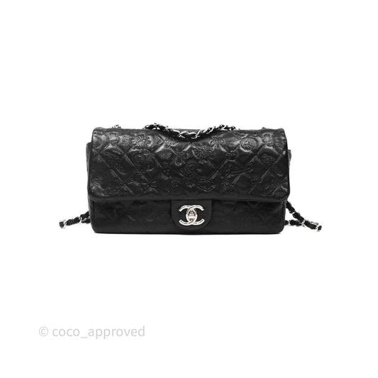 Chanel Small Embroidered Flap Bag Black Silver Hardware