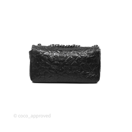 Chanel Small Embroidered Flap Bag Black Silver Hardware