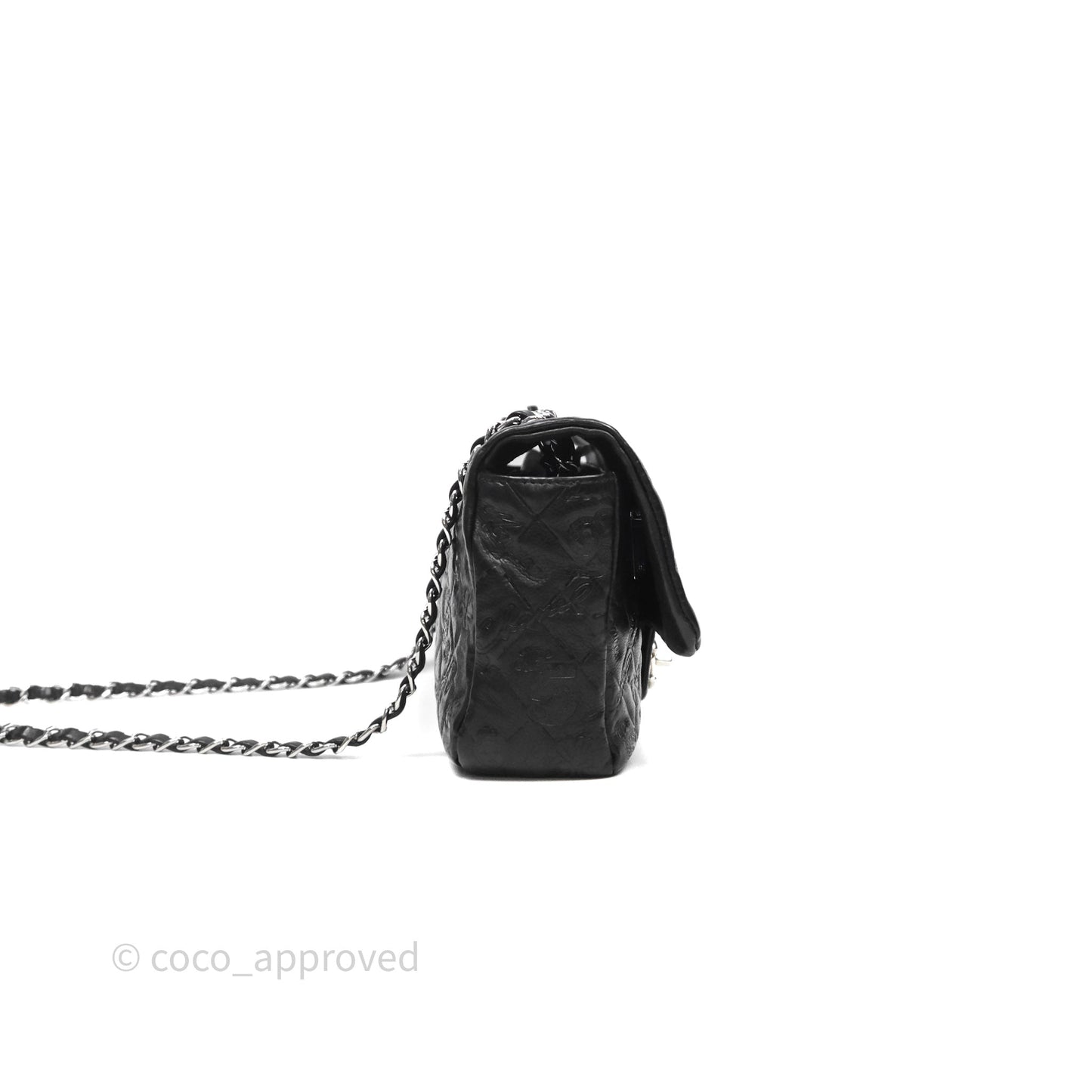 Chanel Small Embroidered Flap Bag Black Silver Hardware