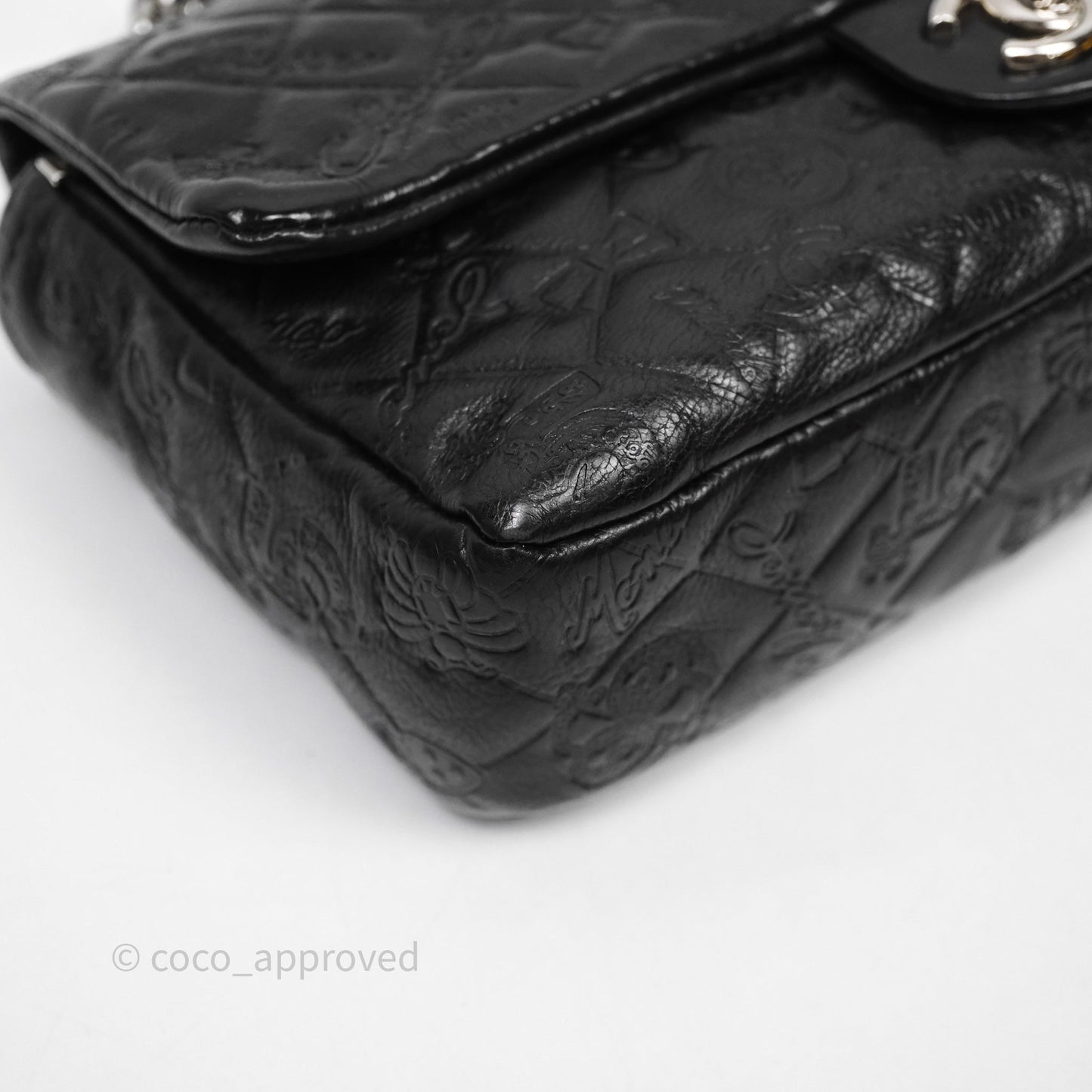Chanel Small Embroidered Flap Bag Black Silver Hardware