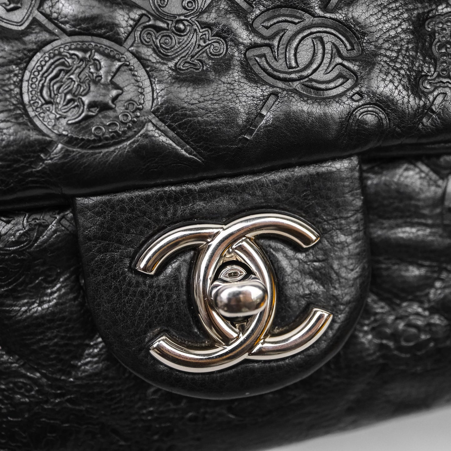 Chanel Small Embroidered Flap Bag Black Silver Hardware