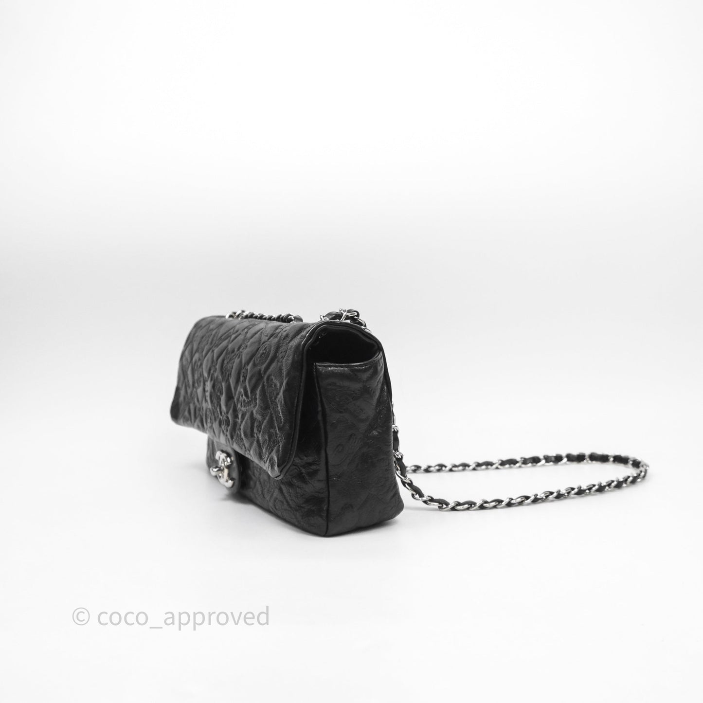 Chanel Small Embroidered Flap Bag Black Silver Hardware