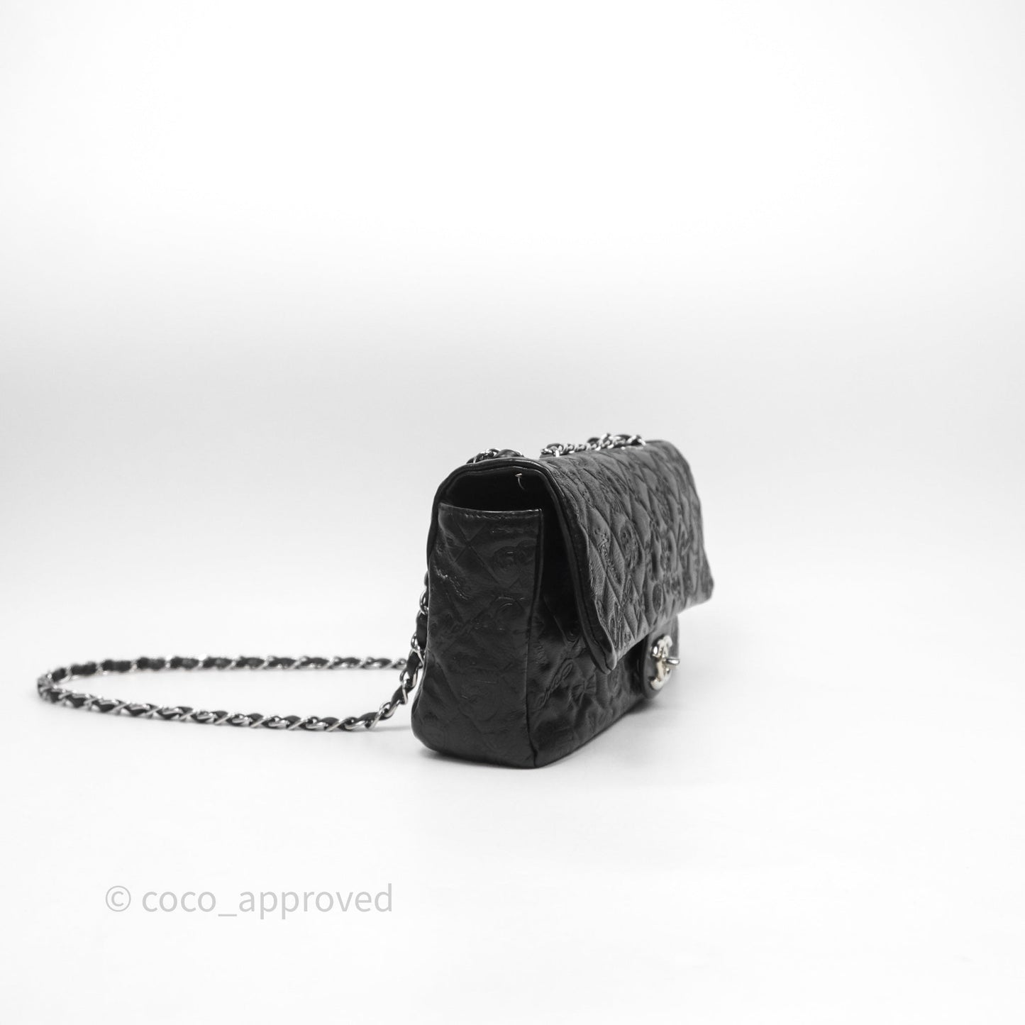 Chanel Small Embroidered Flap Bag Black Silver Hardware