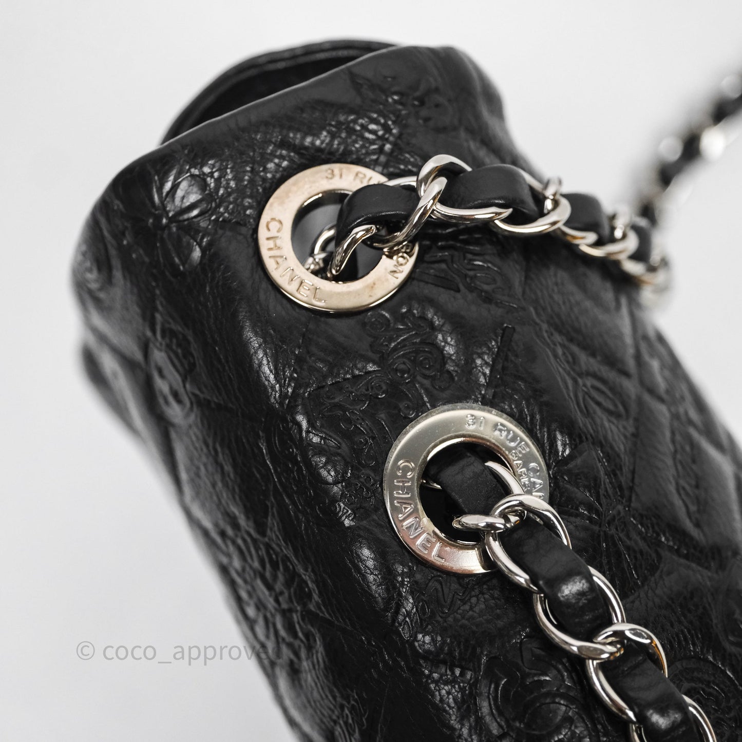 Chanel Small Embroidered Flap Bag Black Silver Hardware