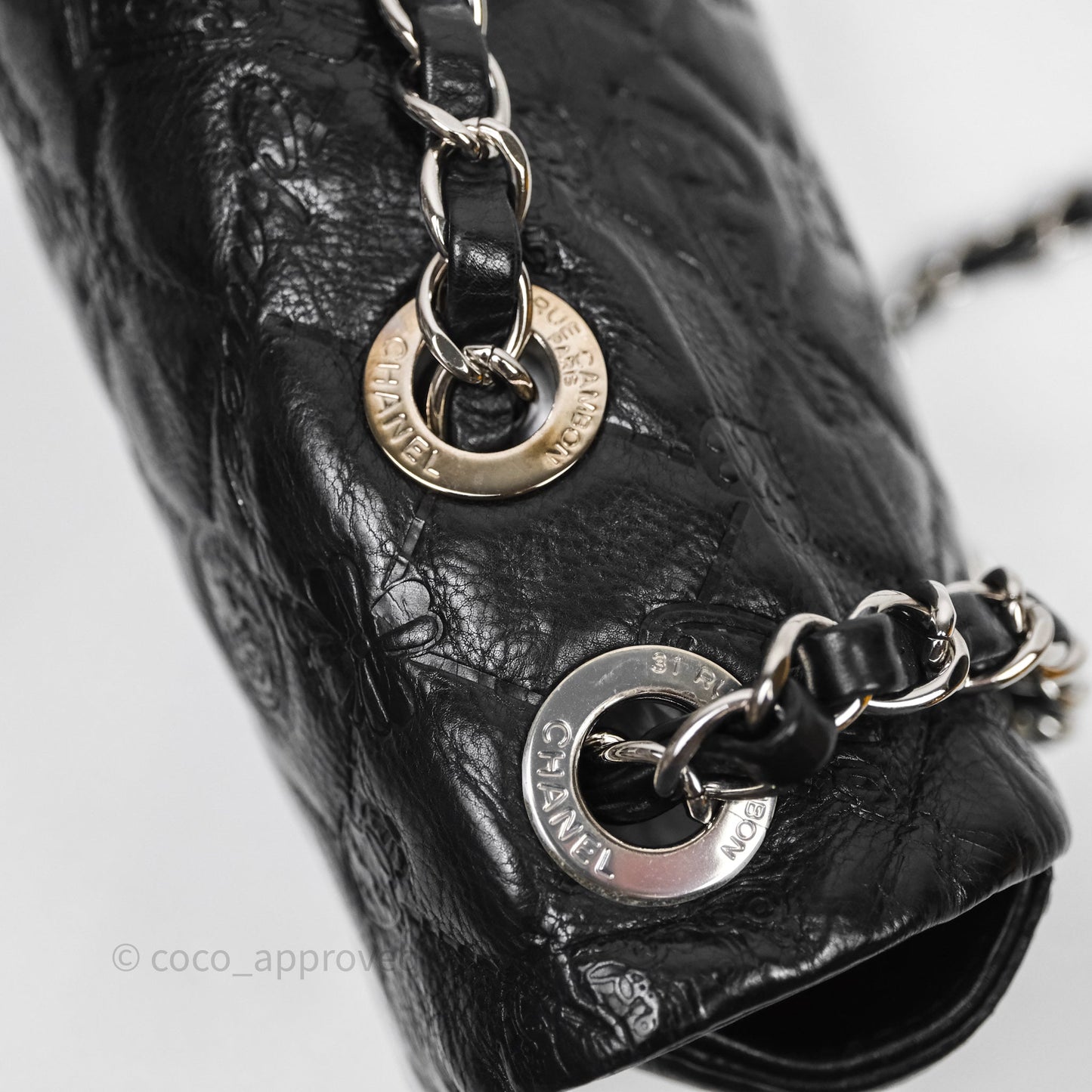 Chanel Small Embroidered Flap Bag Black Silver Hardware