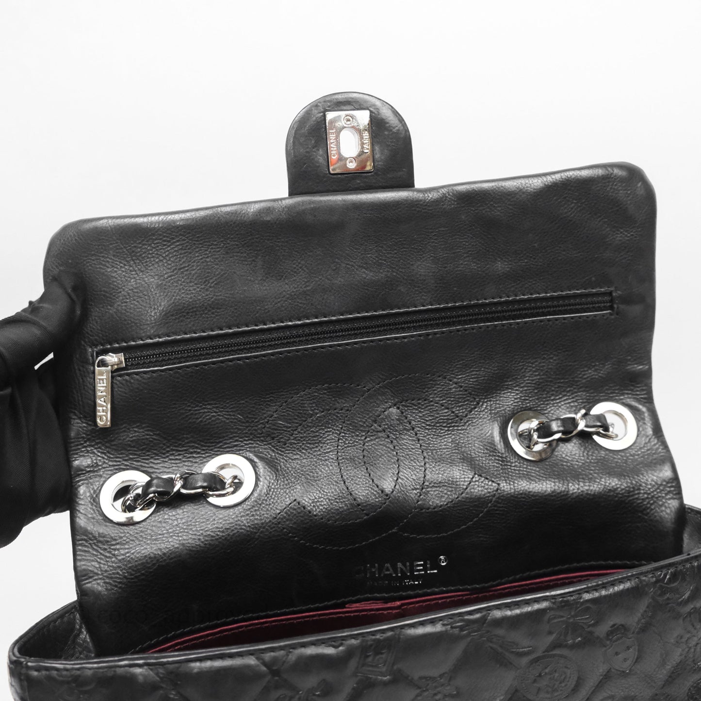 Chanel Small Embroidered Flap Bag Black Silver Hardware