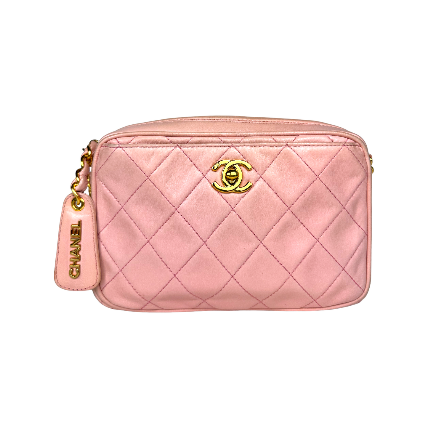 Luxury Chanel Camera Bag Small Pink Lambskin Gold