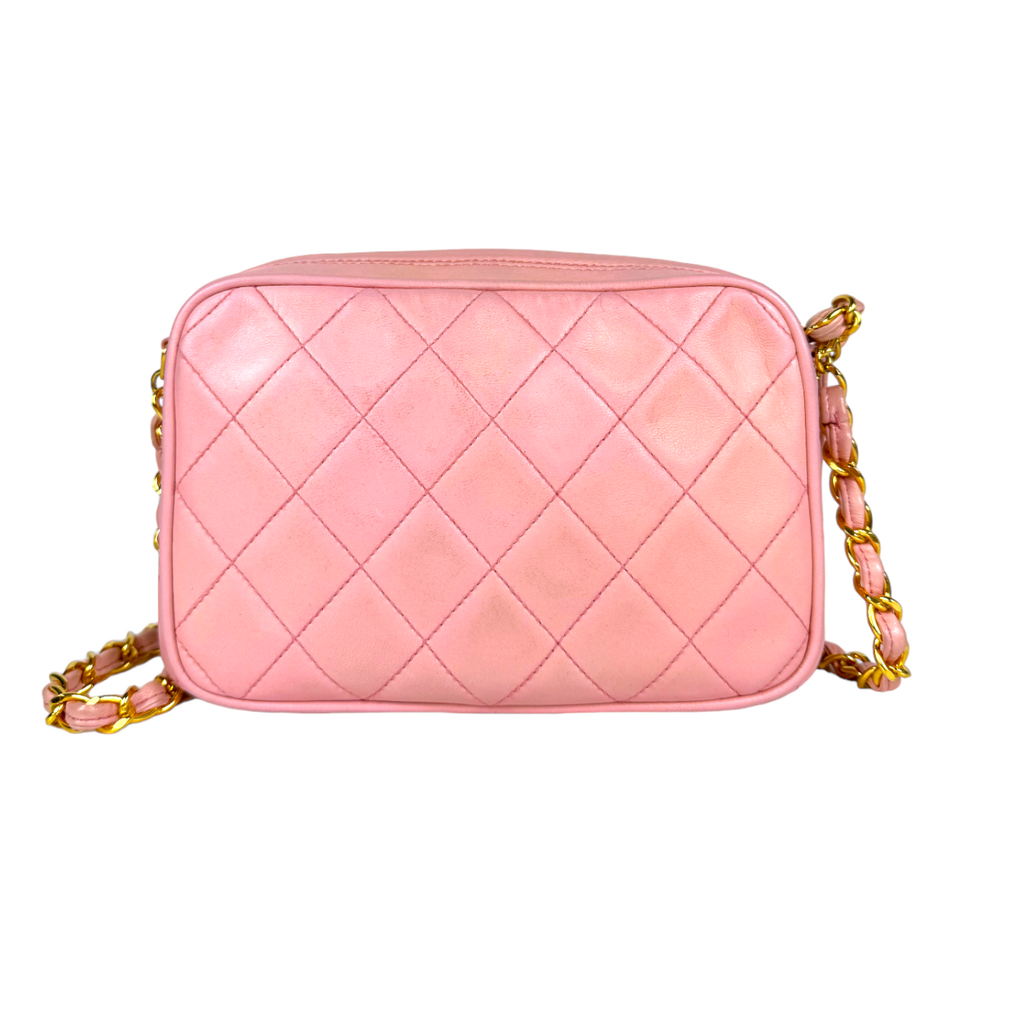 Luxury Chanel Camera Bag Small Pink Lambskin Gold