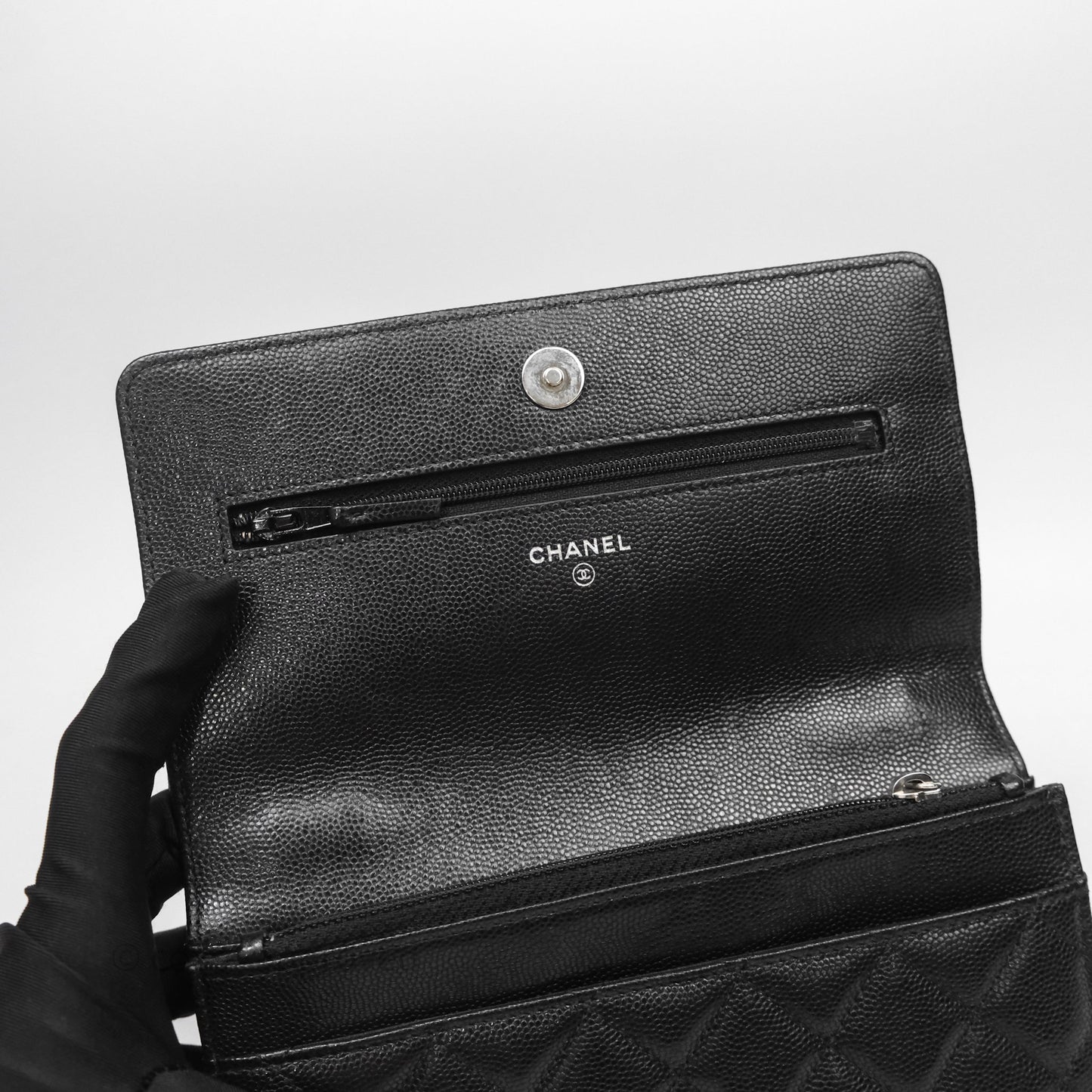 Chanel Quilted So Black Wallet on Chain WOC Caviar Incognito Hardware