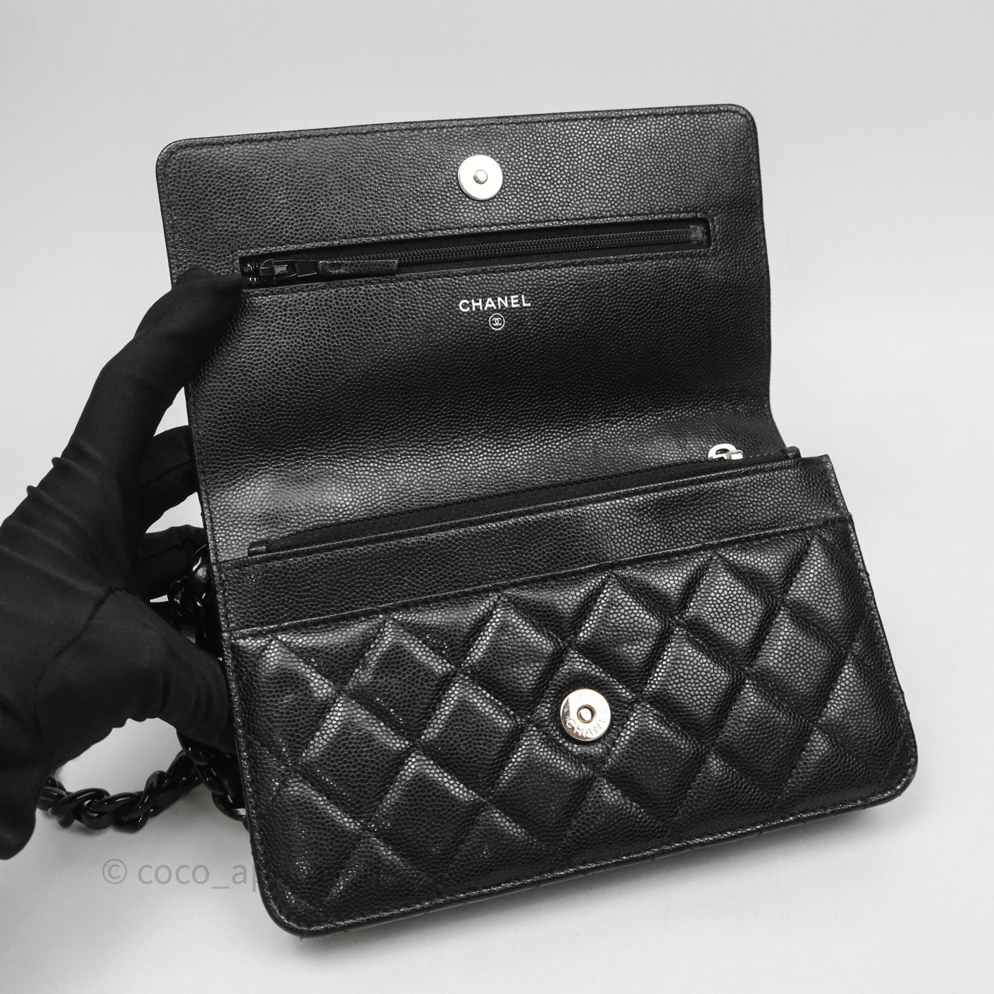 Chanel Quilted So Black Wallet on Chain WOC Caviar Incognito Hardware