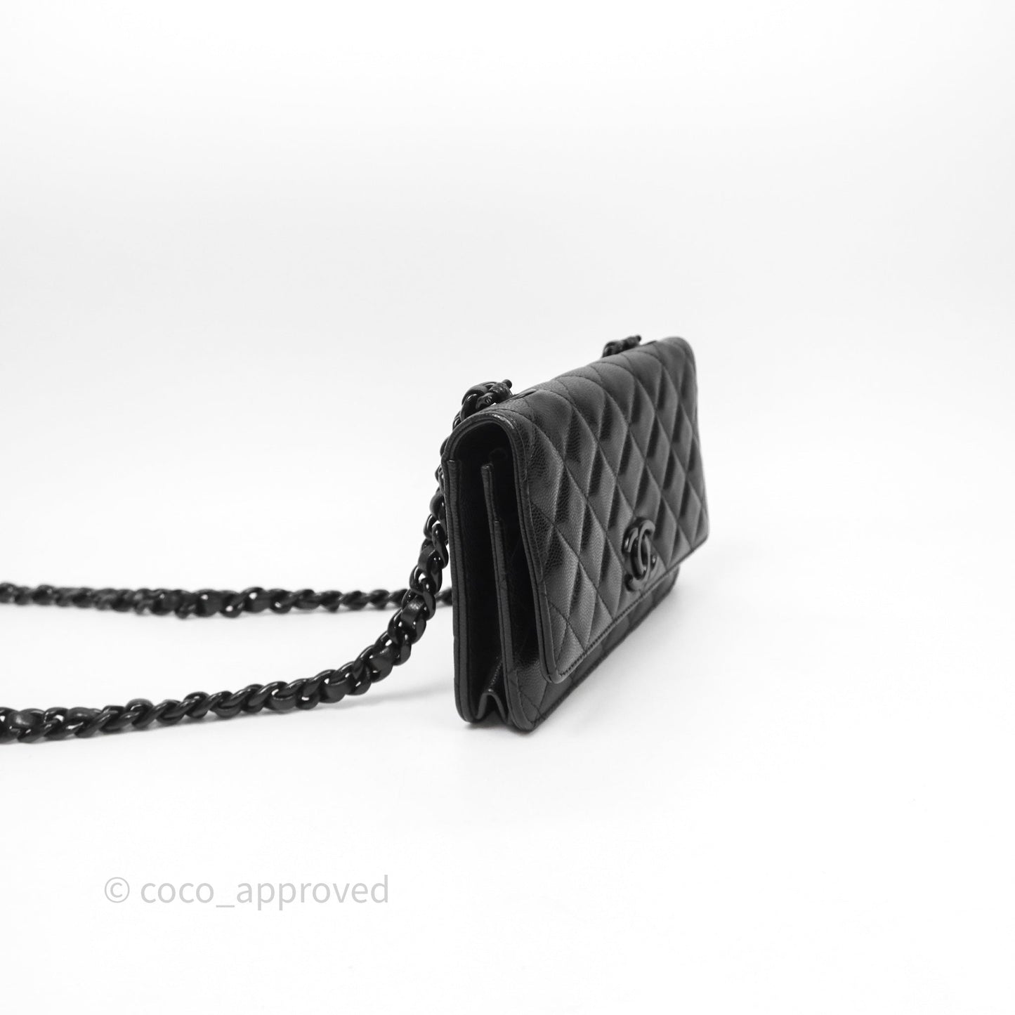 Chanel Quilted So Black Wallet on Chain WOC Caviar Incognito Hardware