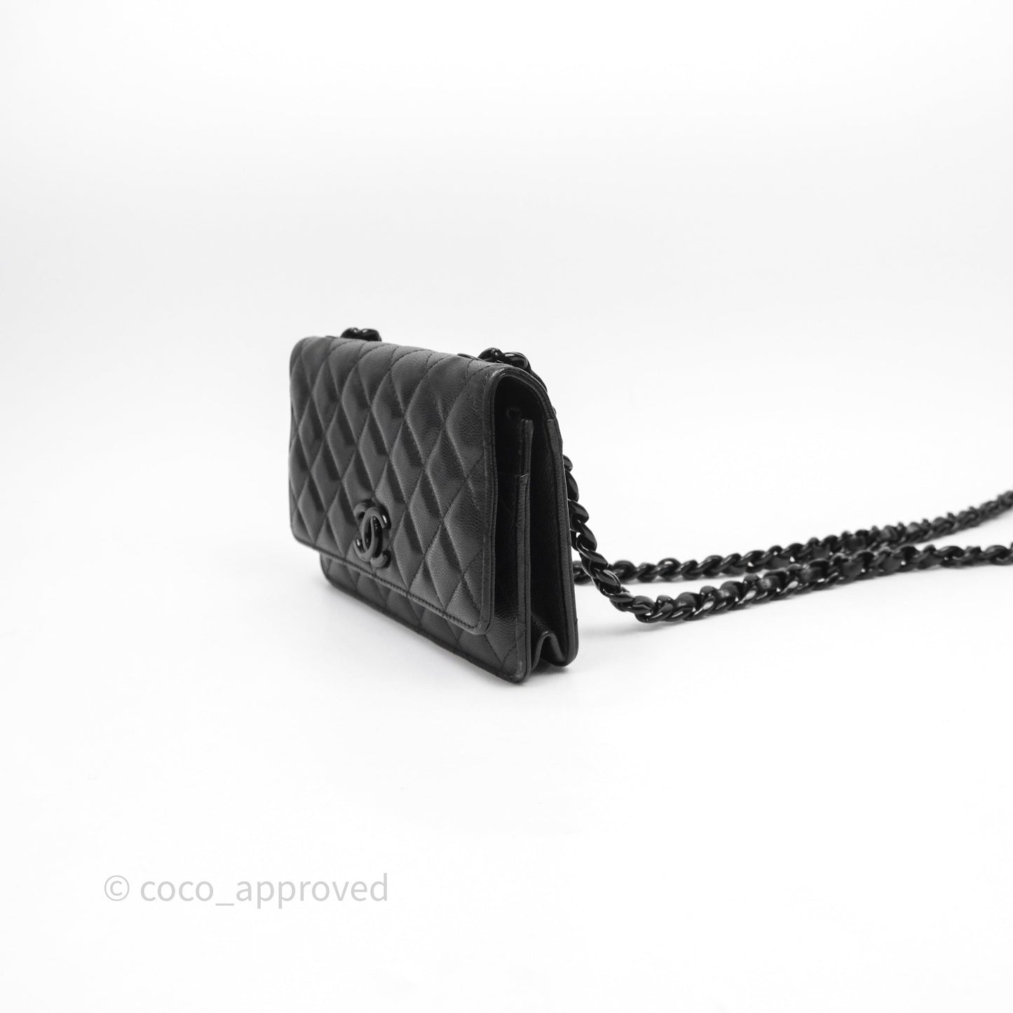 Chanel Quilted So Black Wallet on Chain WOC Caviar Incognito Hardware