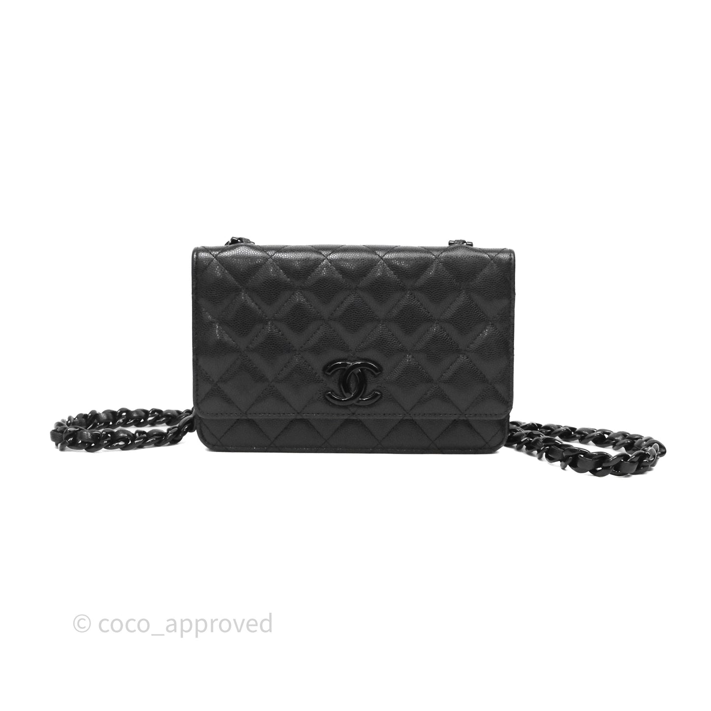 Chanel Quilted So Black Wallet on Chain WOC Caviar Incognito Hardware