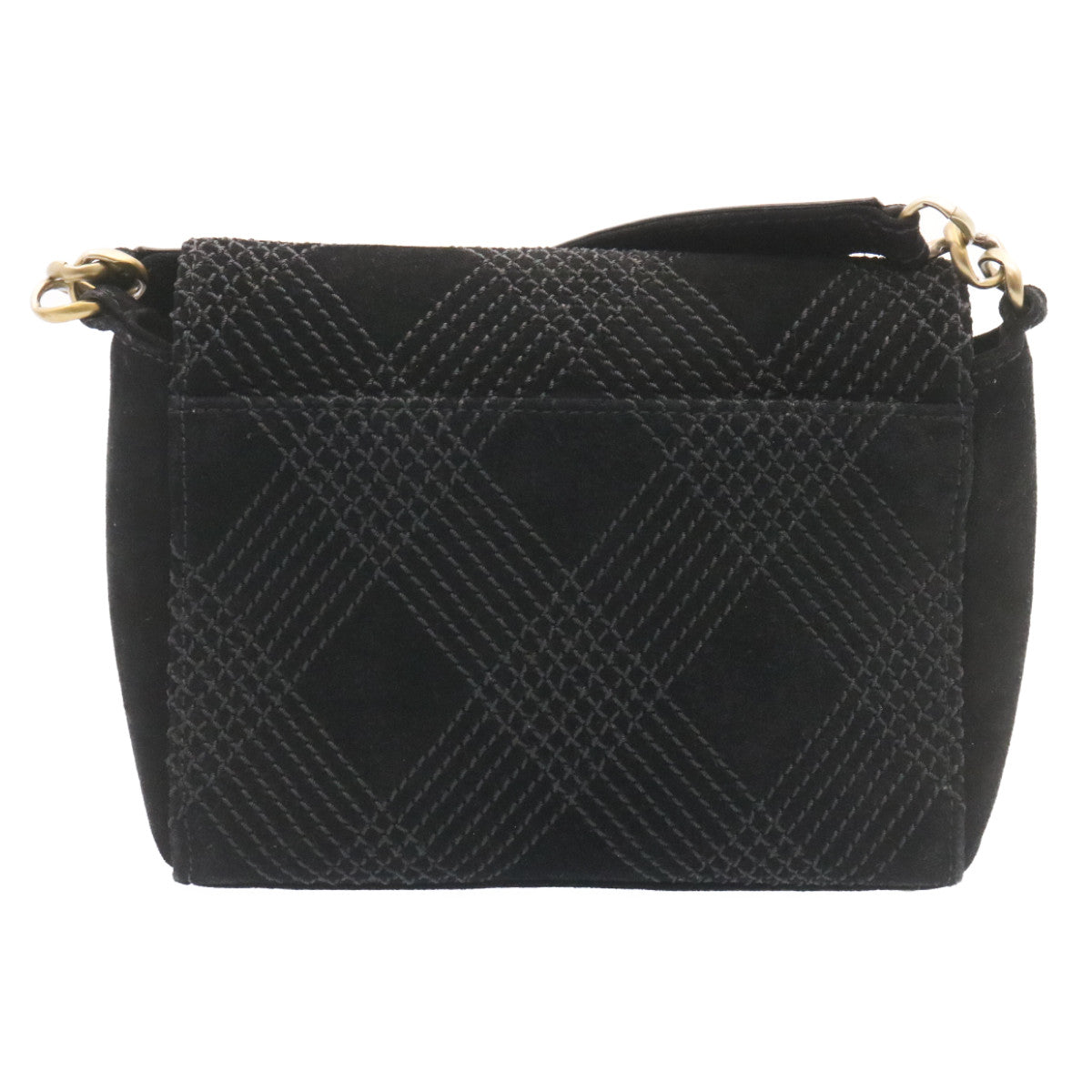 Luxury Chanel Turn Lock Shoulder Bag Suede Black CC  18959