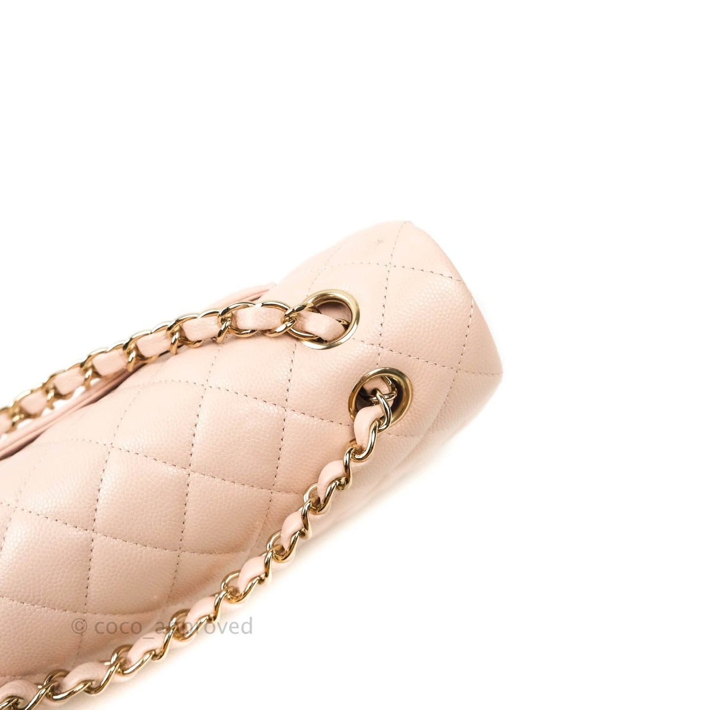 Chanel M/L Medium Double Flap Bag Rose Claire Caviar Gold Hardware 21C