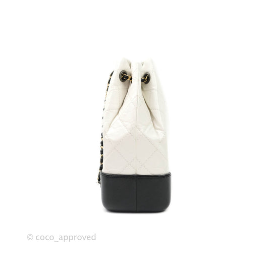 Chanel Small Gabrielle Backpack White Black Aged Calfskin