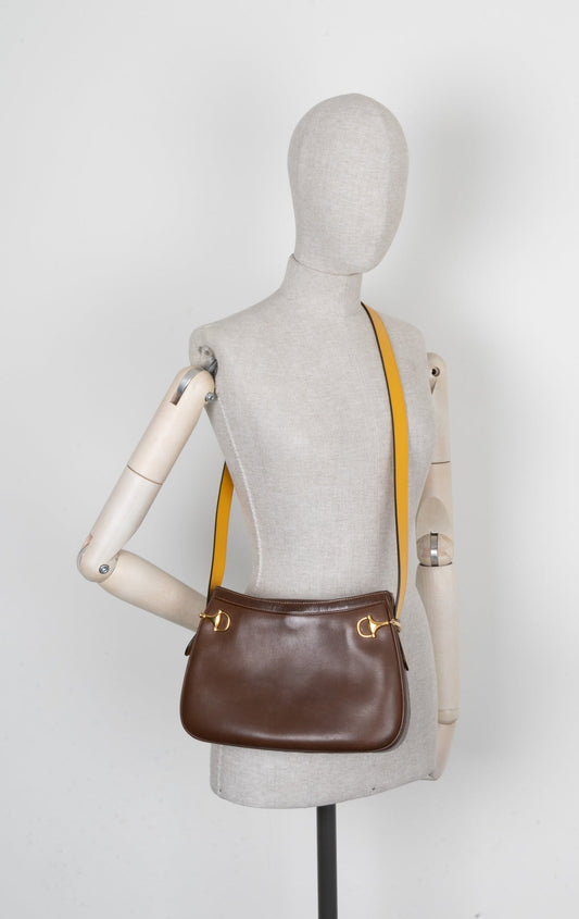 Luxury Gucci Trending 2025 Horsebit Crossbody Bag Brown Yellow