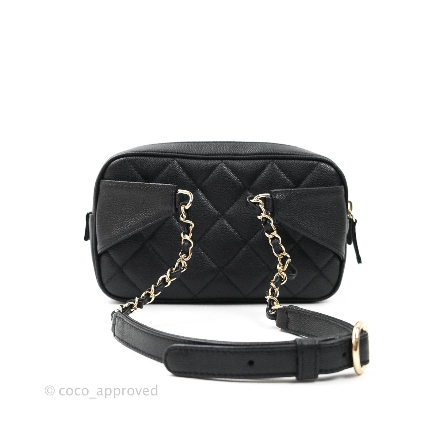Chanel Quilted Caviar Waist Bag Black Gold Hardware