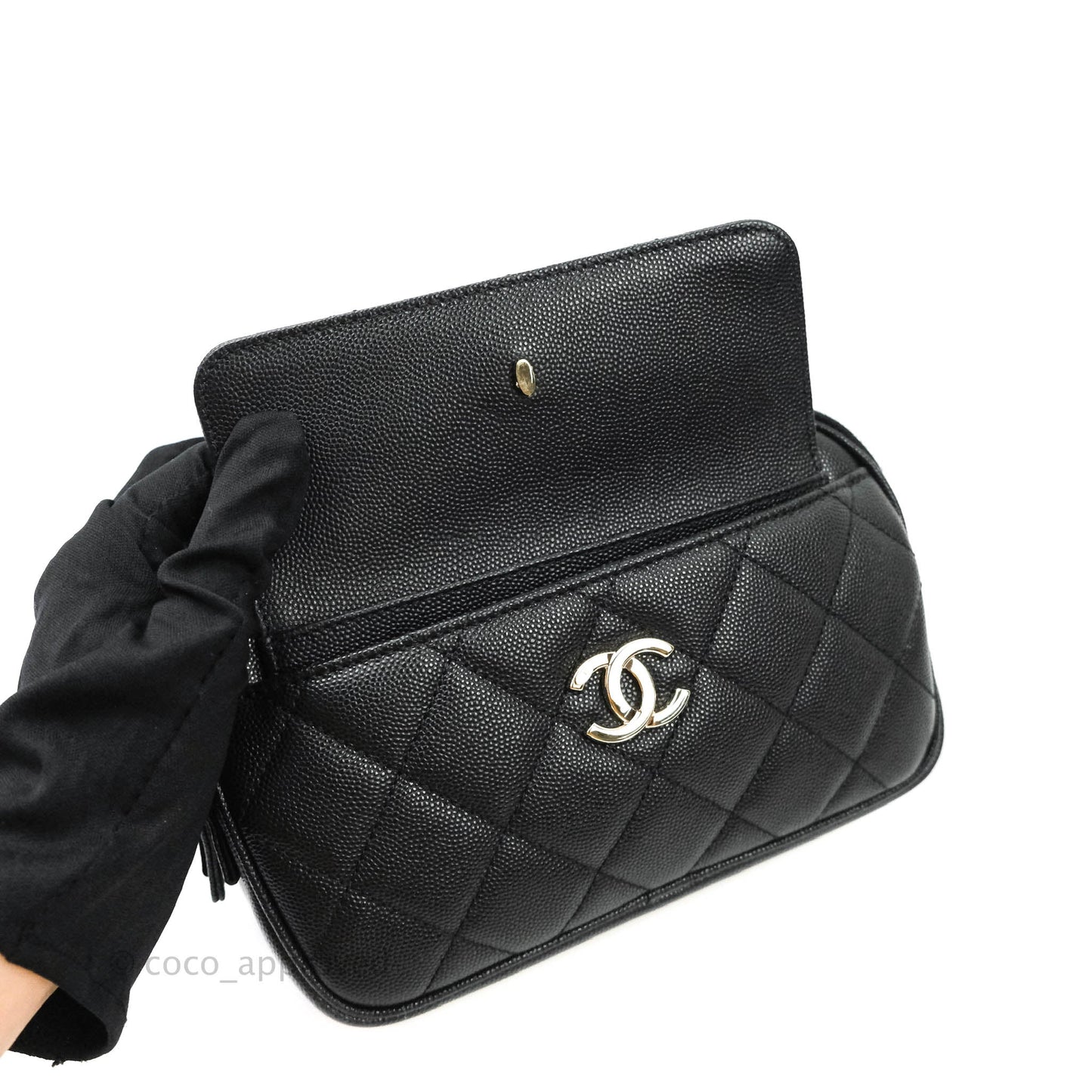 Chanel Quilted Caviar Waist Bag Black Gold Hardware