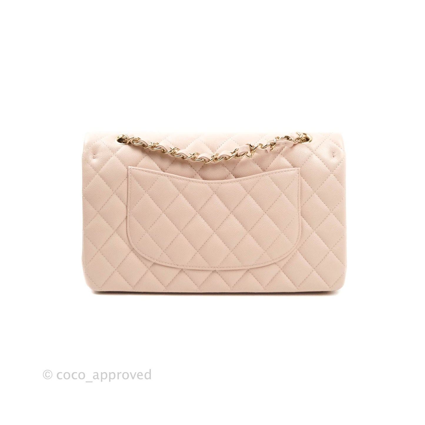 Chanel M/L Medium Double Flap Bag Rose Claire Caviar Gold Hardware 21C