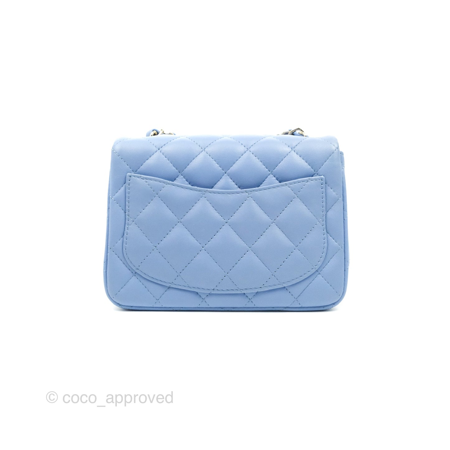 Chanel Mini Square Quilted Sky Blue Lambskin Gold Hardware 21C