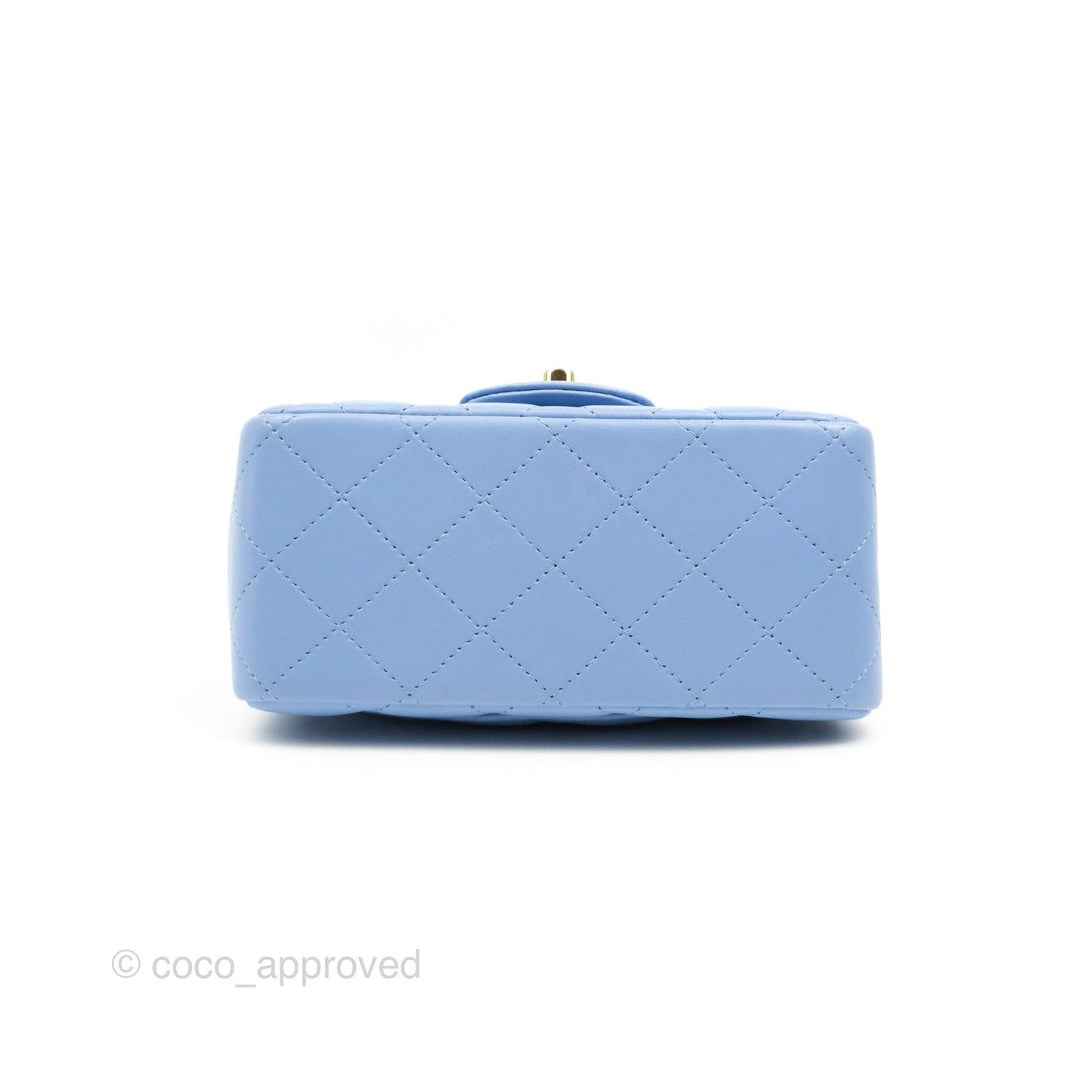 Chanel Mini Square Quilted Sky Blue Lambskin Gold Hardware 21C