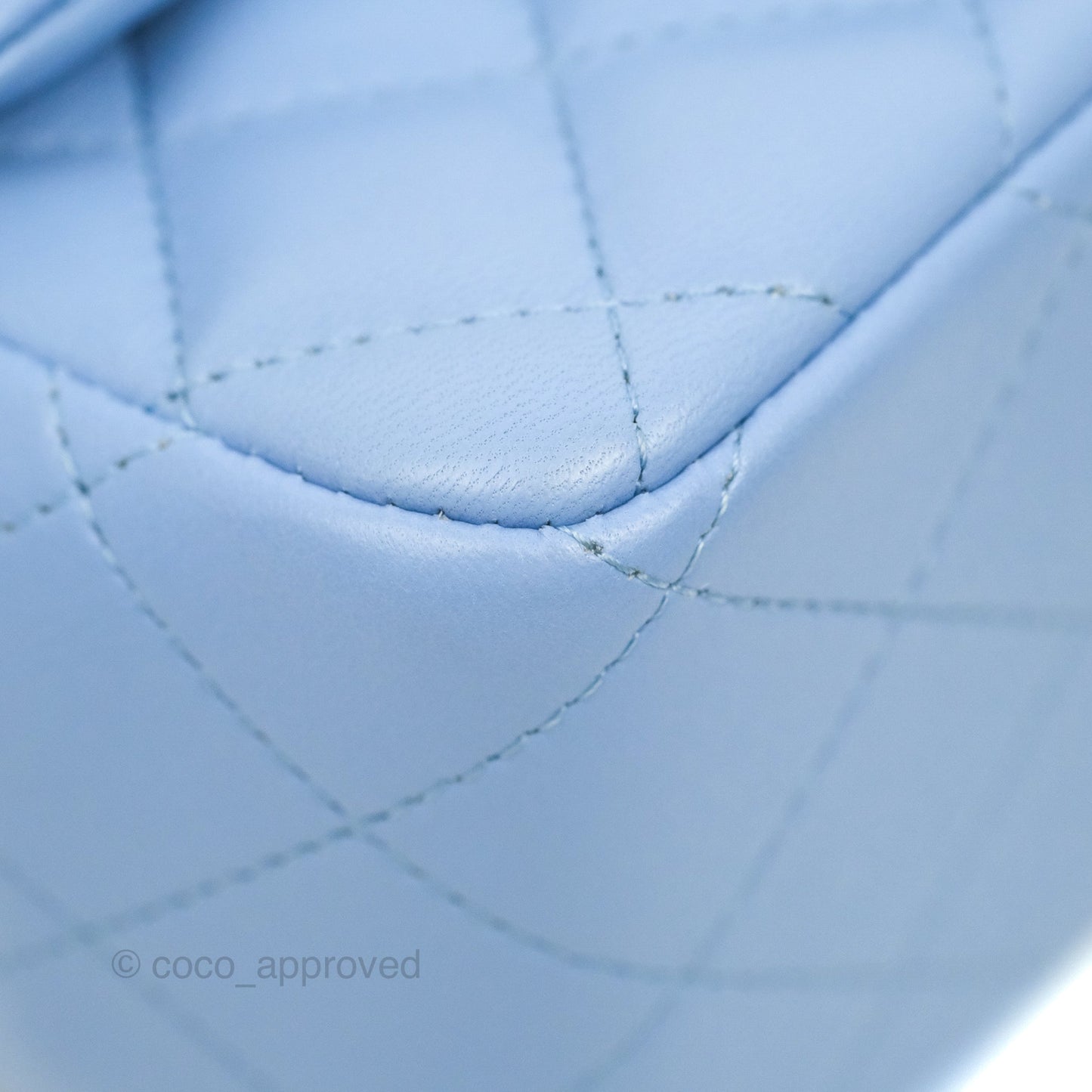 Chanel Mini Square Quilted Sky Blue Lambskin Gold Hardware 21C