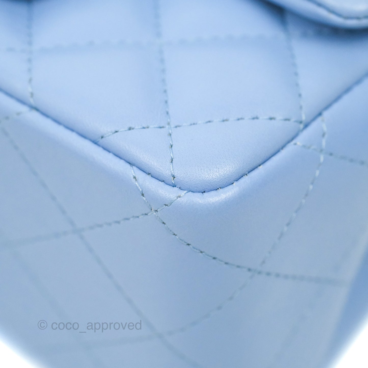 Chanel Mini Square Quilted Sky Blue Lambskin Gold Hardware 21C